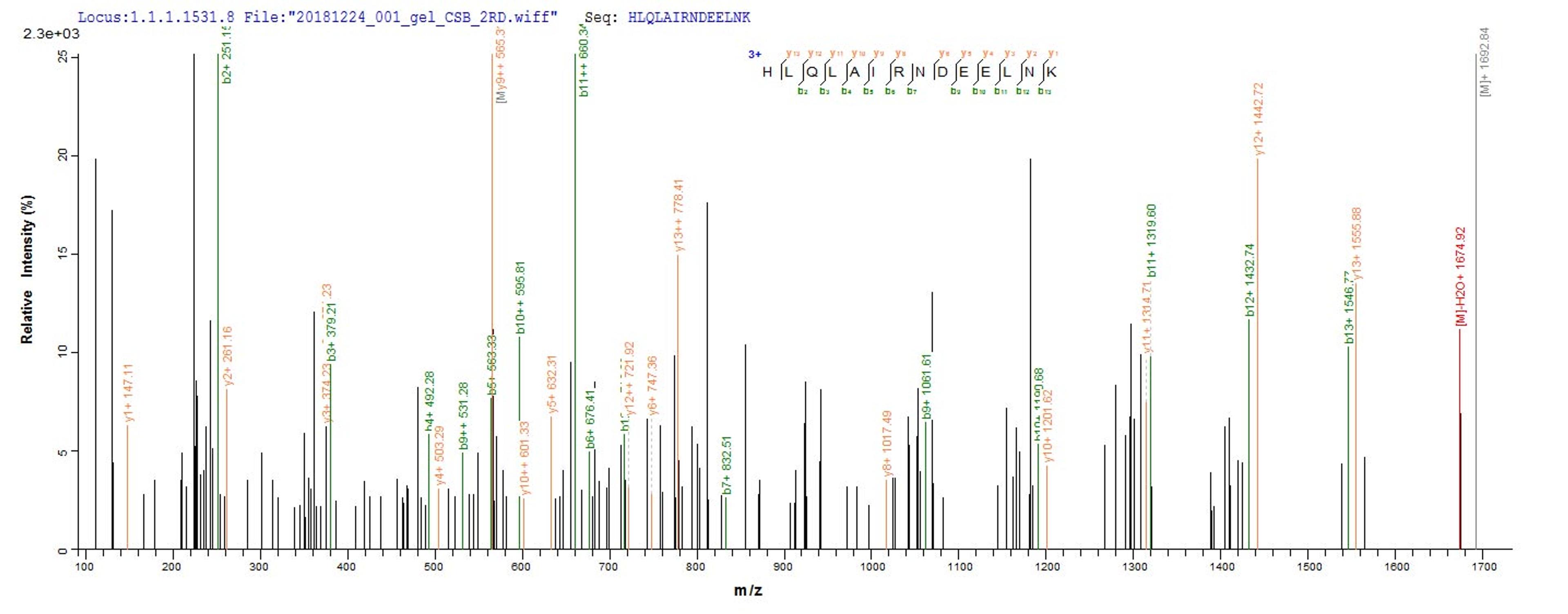 Based on the SEQUEST from database of E.coli host and target protein, the LC-MS/MS Analysis result of CSB-EP010097HU1 could indicate that this peptide derived from E.coli-expressed Homo sapiens (Human) H2AFX,H2AX .