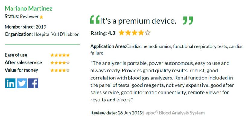 epoc Blood Analysis System review Mariano Martinez