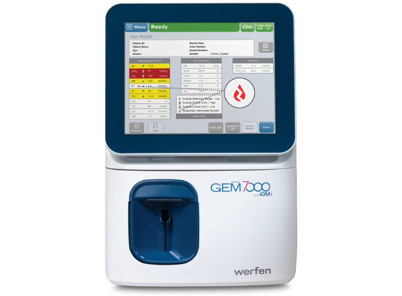 GEM Premier 7000 with iQM3 blood gas testing system 