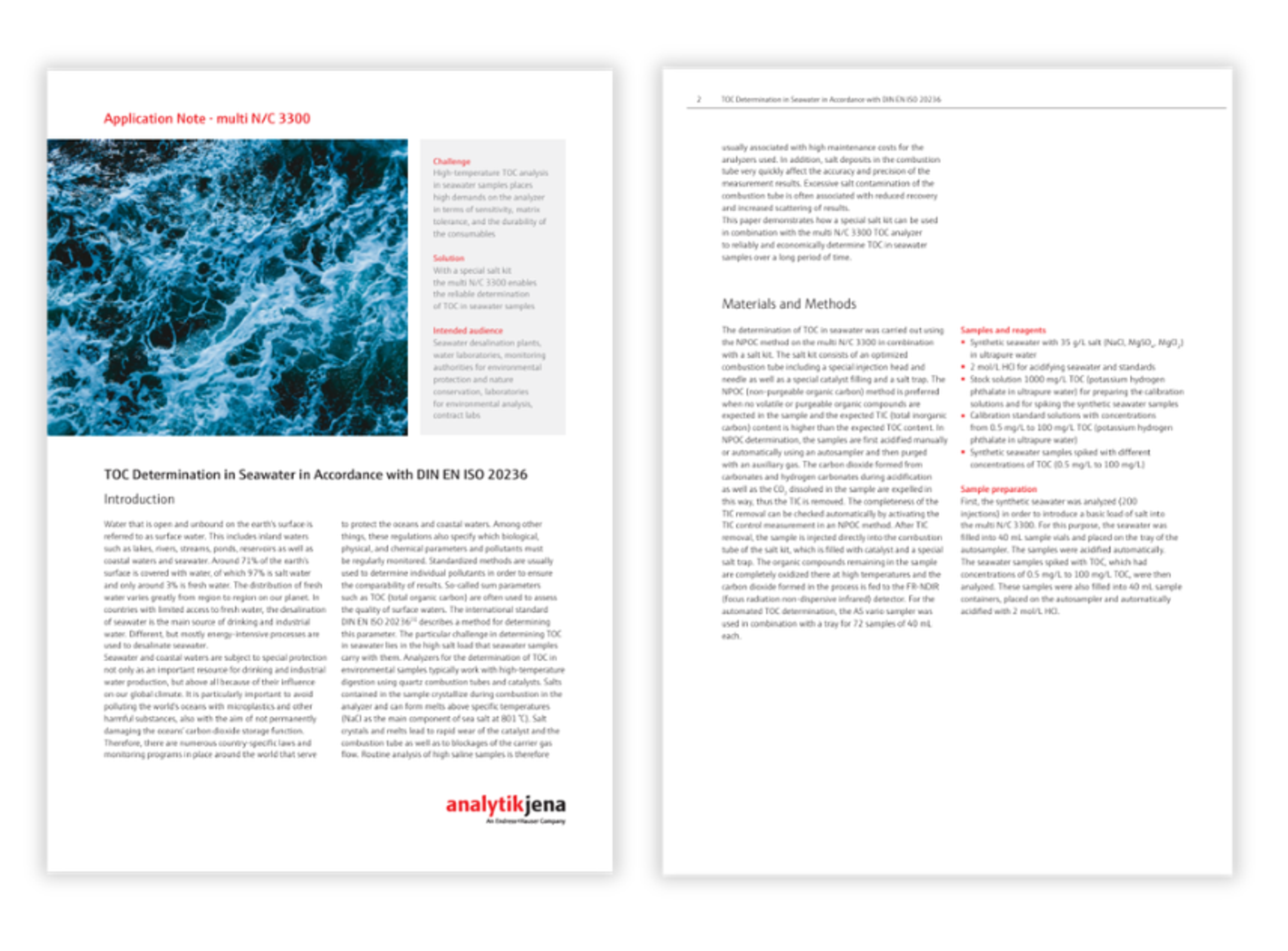 multi N/C® 3300 TOC analyzer configured with a salt kit for high-salinity seawater analysis