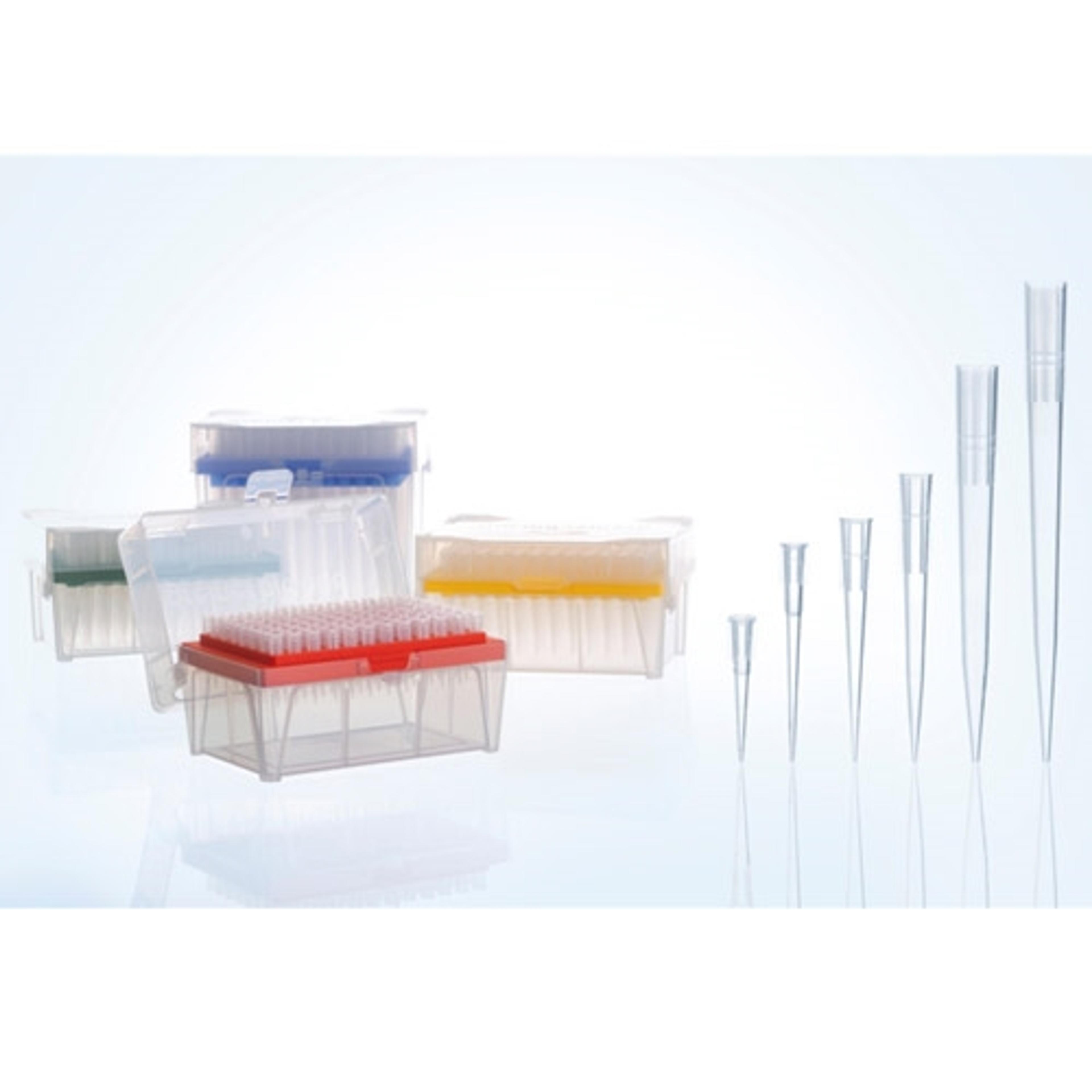 Sapphire pipette tips with color-coded boxes