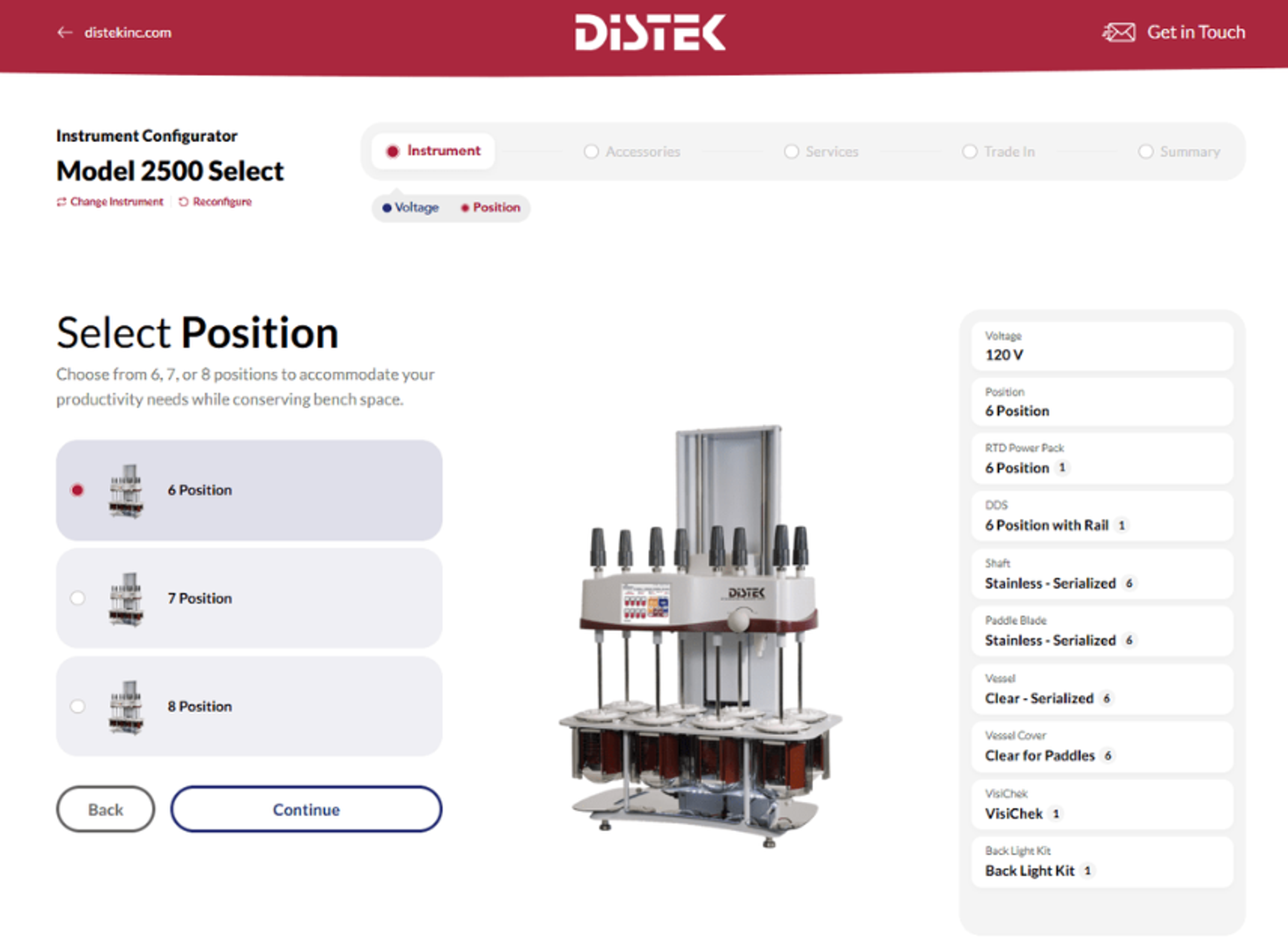 Distek Online Instrument Configurator