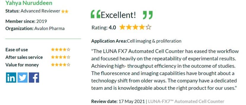 Yahya Review Luna-FX7 Logos Biosystems