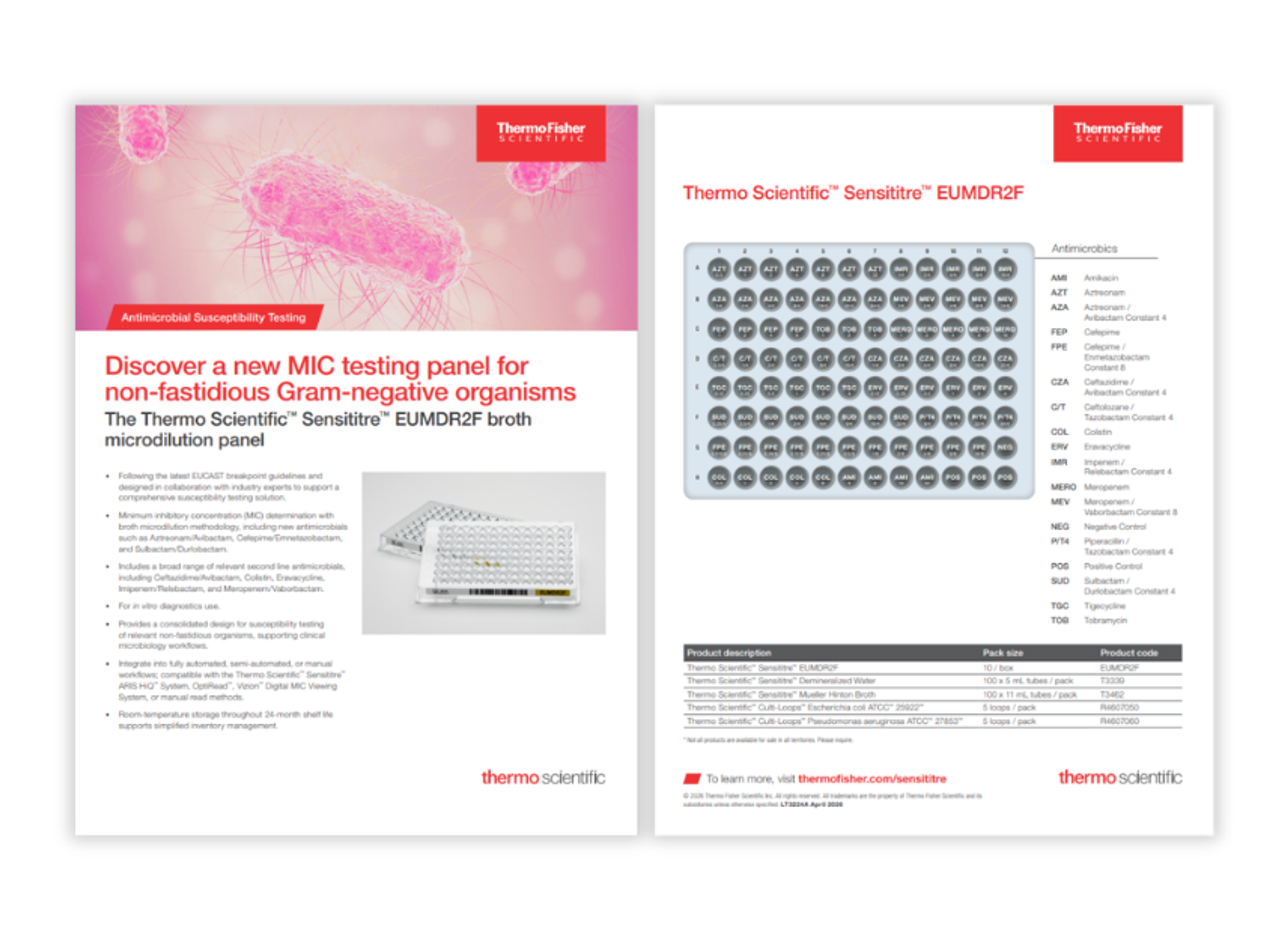 Sensititre EUMDR2F panel supports advanced MIC testing for multidrug-resistant Gram-negative bacteria