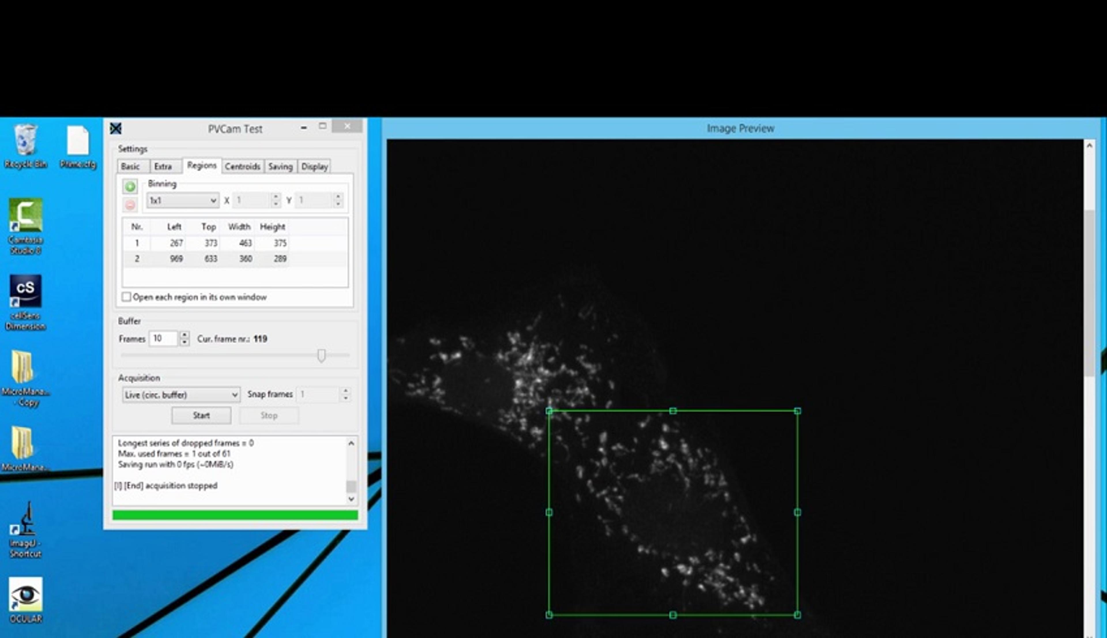 PVCAM Test for Demonstrating PrimeLocate and Multi ROI Camera Features PVCAM Test for Demonstrating PrimeLocate and Multi ROI Camera Features