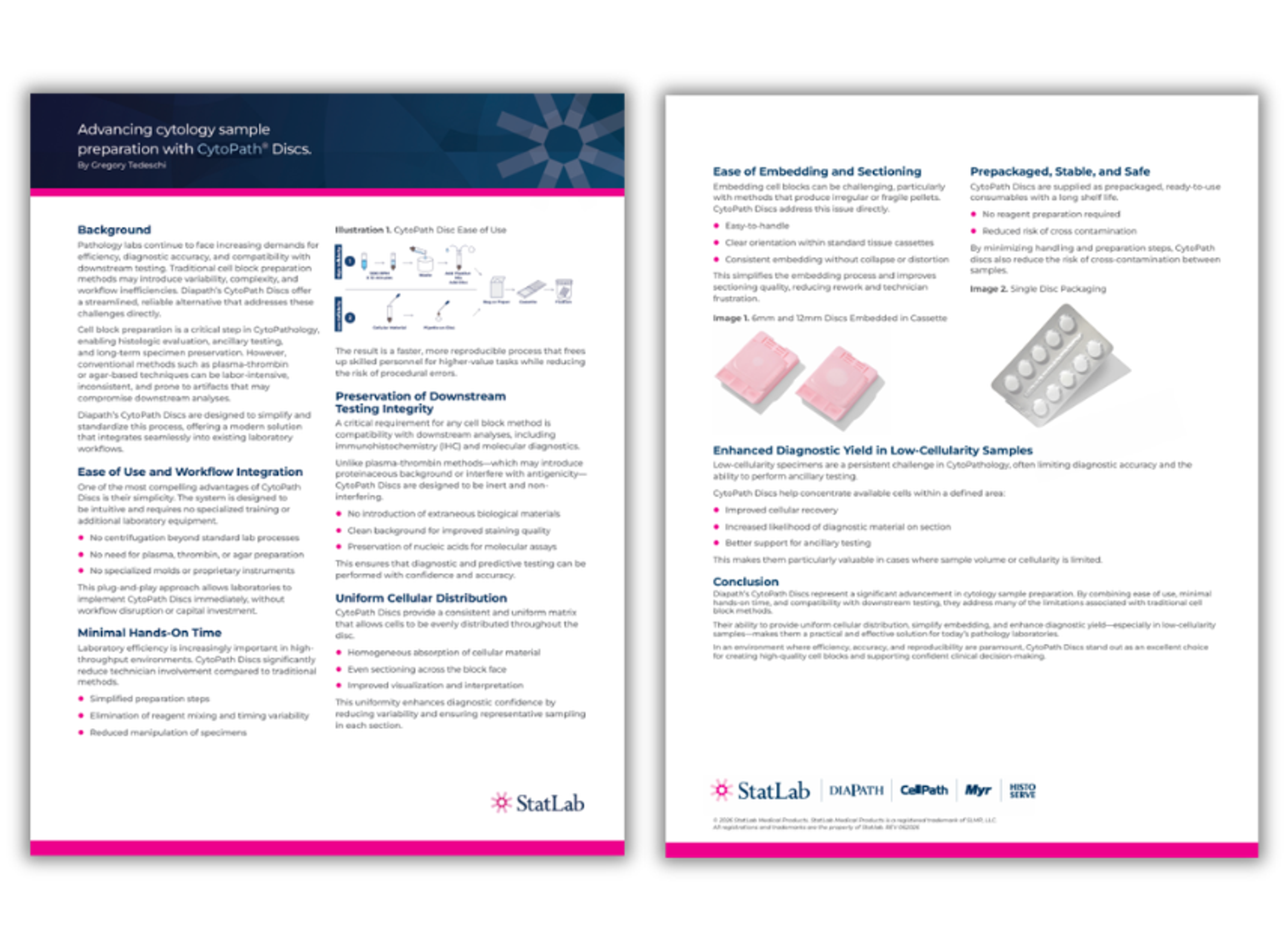 Cytology sample preparation using CytoPath discs and fixation steps