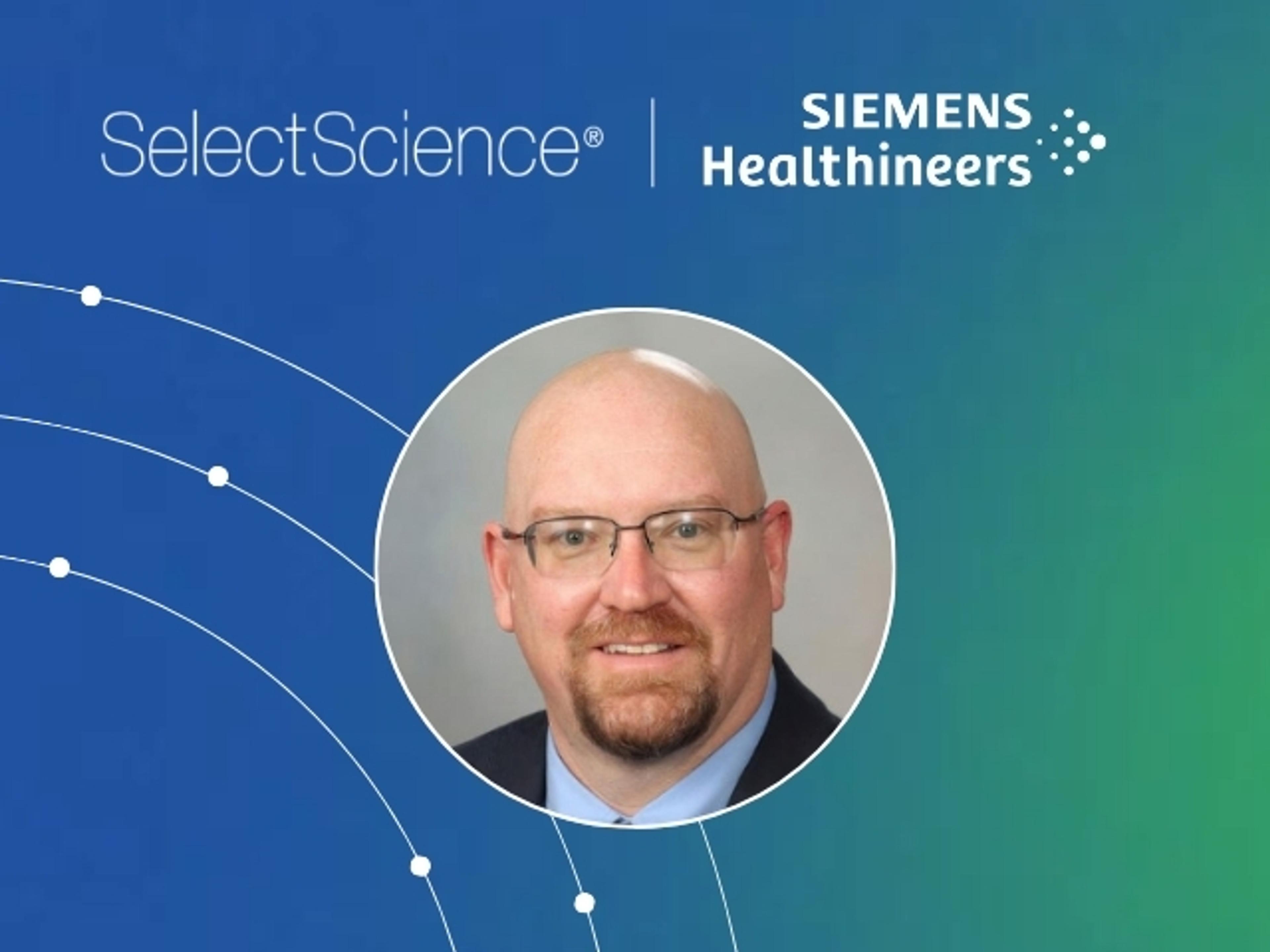 David McClintock, MD headshot image in circle with siemens logo 