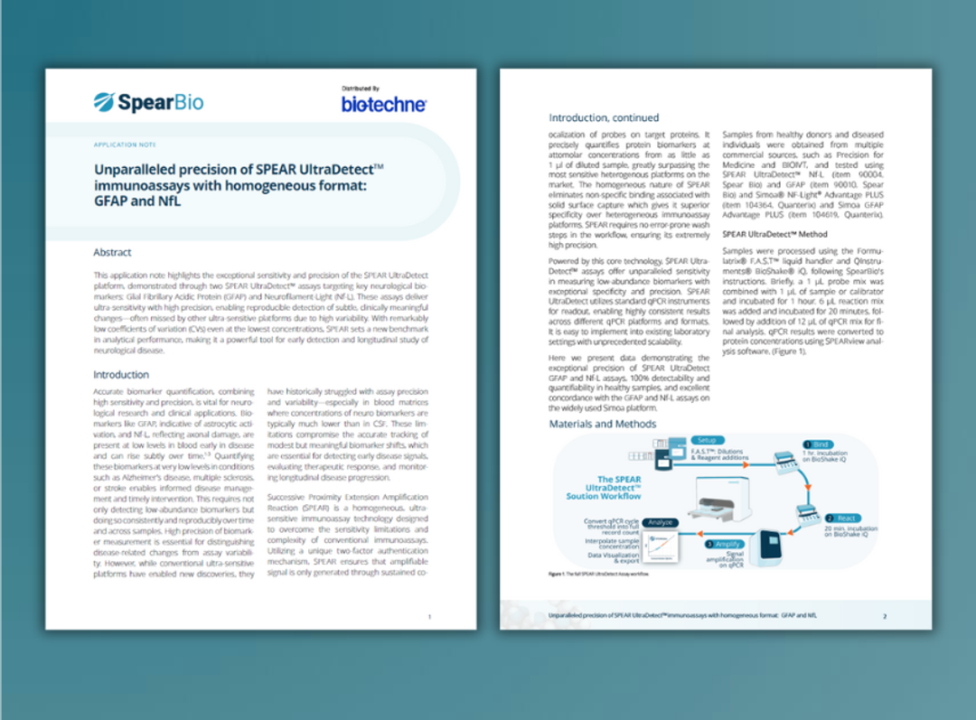 SPEAR UltraDetect™ homogeneous immunoassays detect early and small changes of neurodegenerative biomarkers application note
