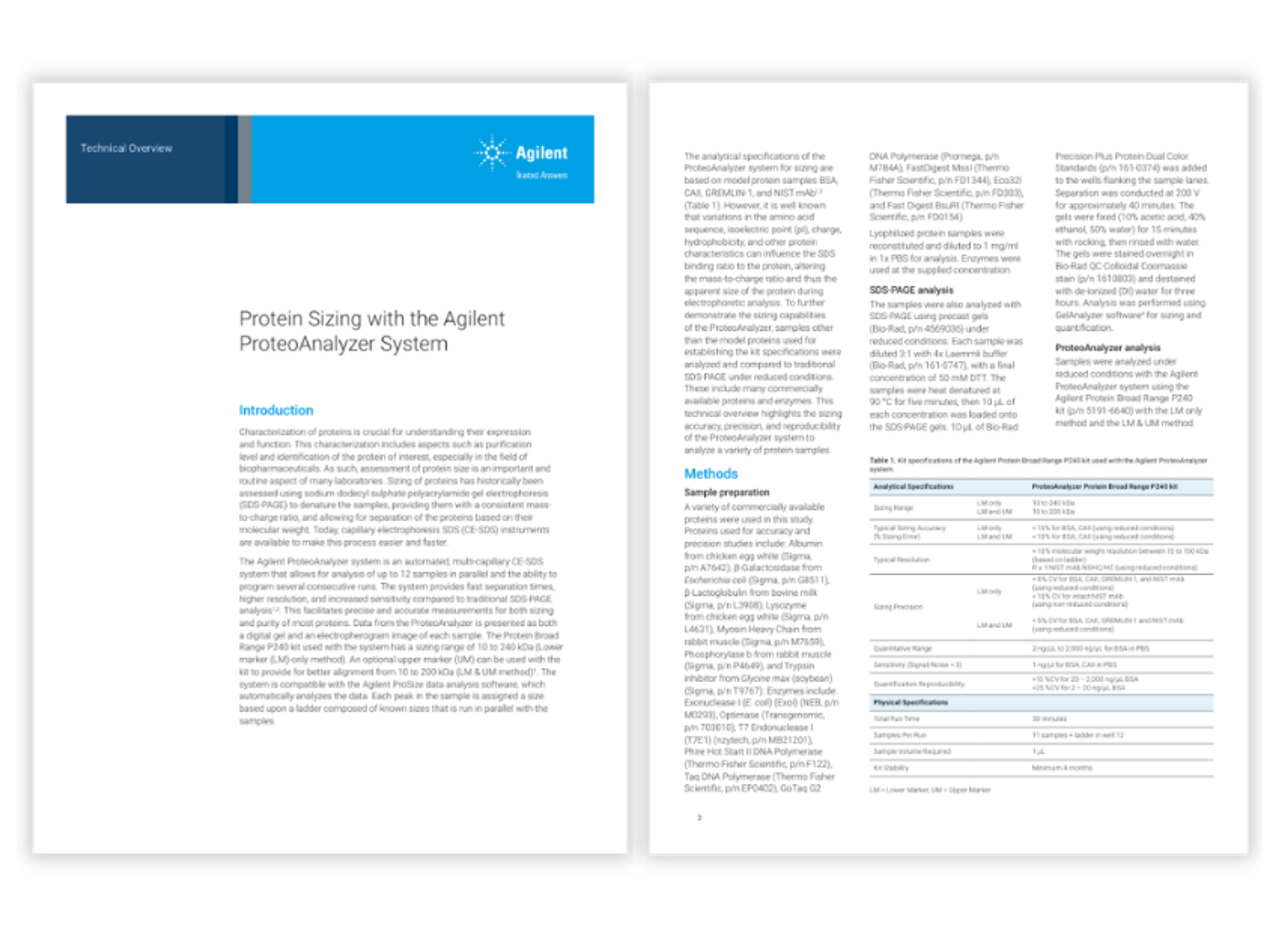 automated CE-SDS technology to perform protein sizing