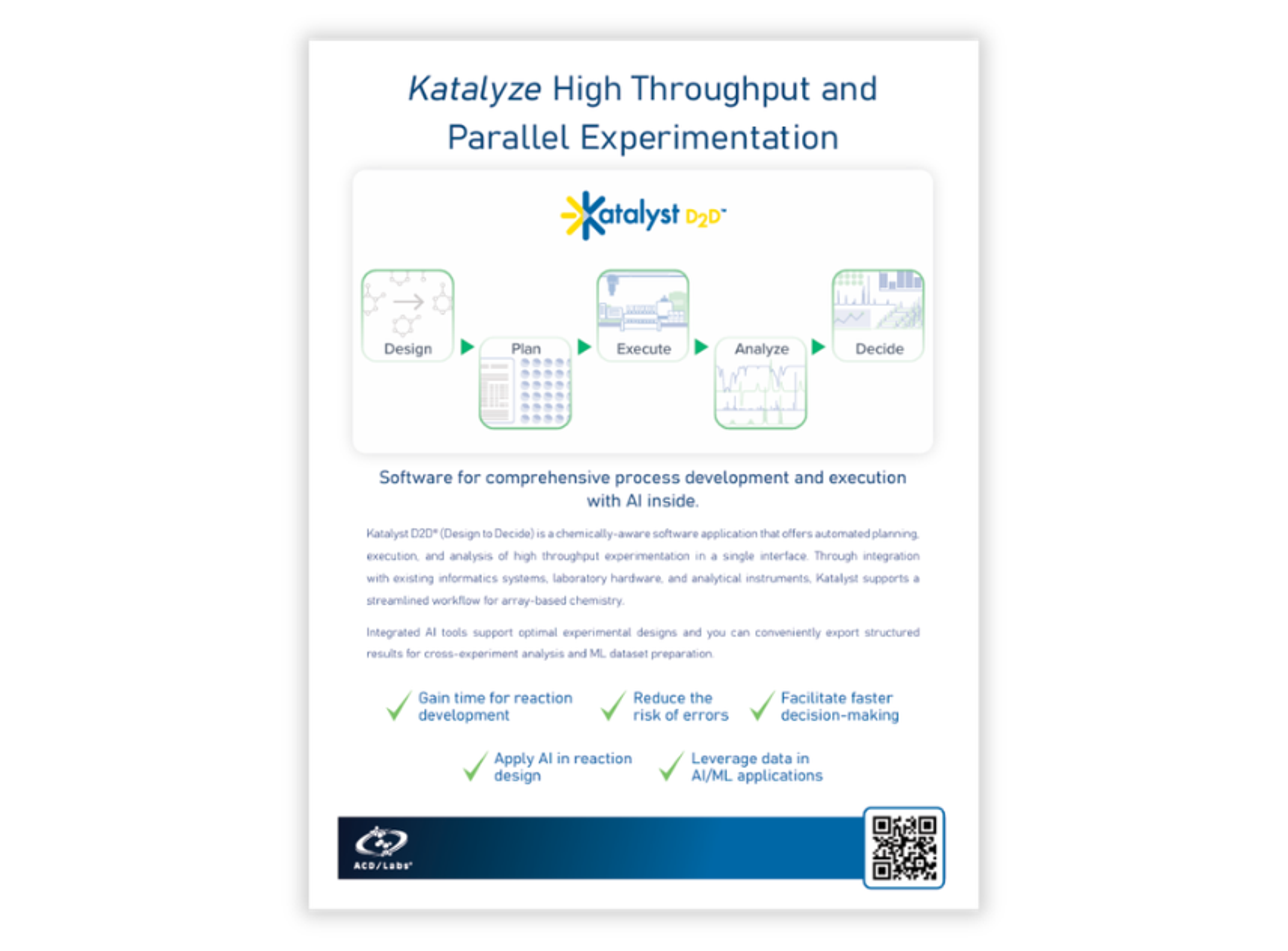 experimental design, laboratory execution, analytics, and AI-assisted optimization for high-throughput chemistry workflows