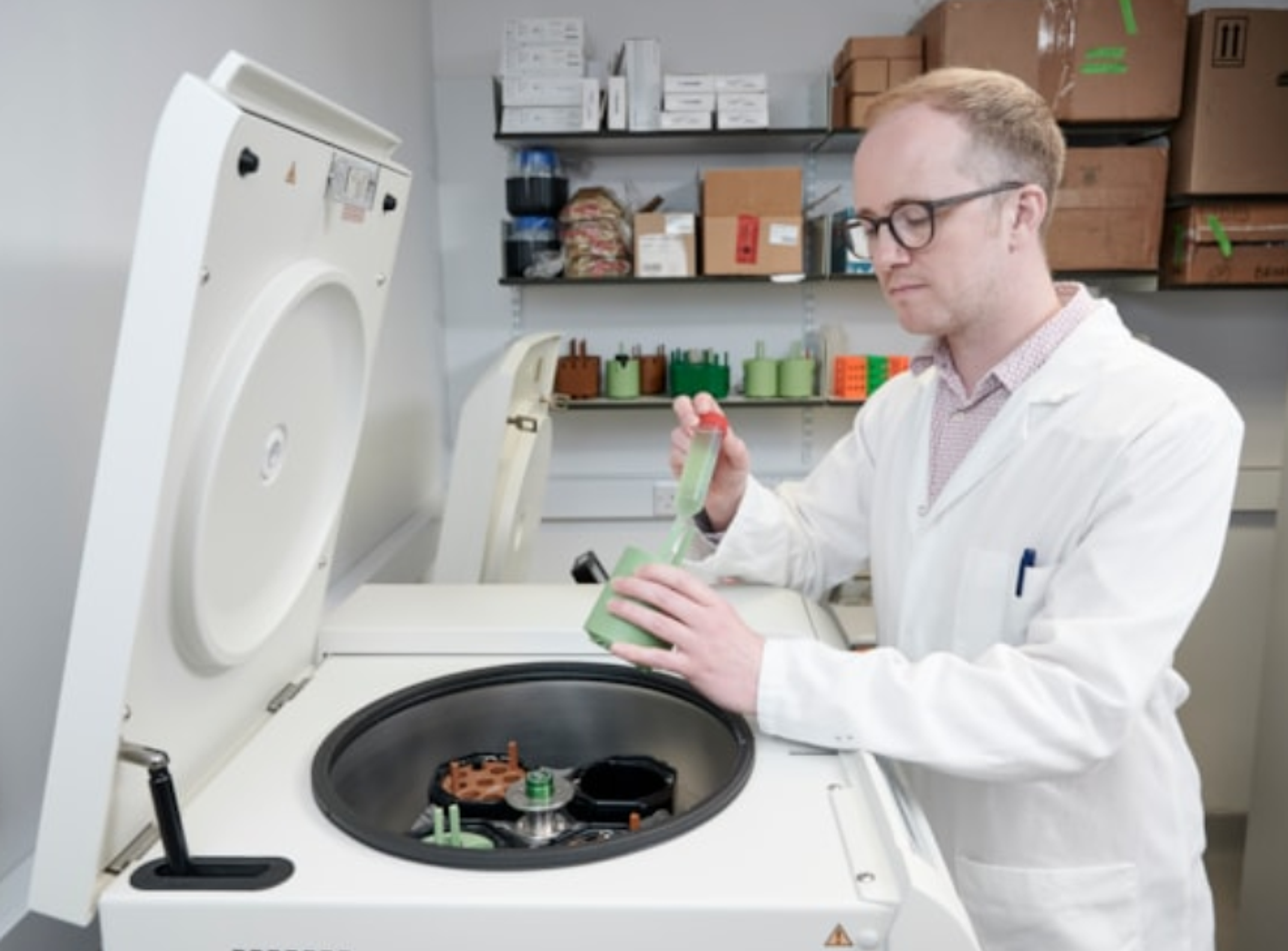 Professor Stephen Wallace harvesting engineered bacteria for analysis