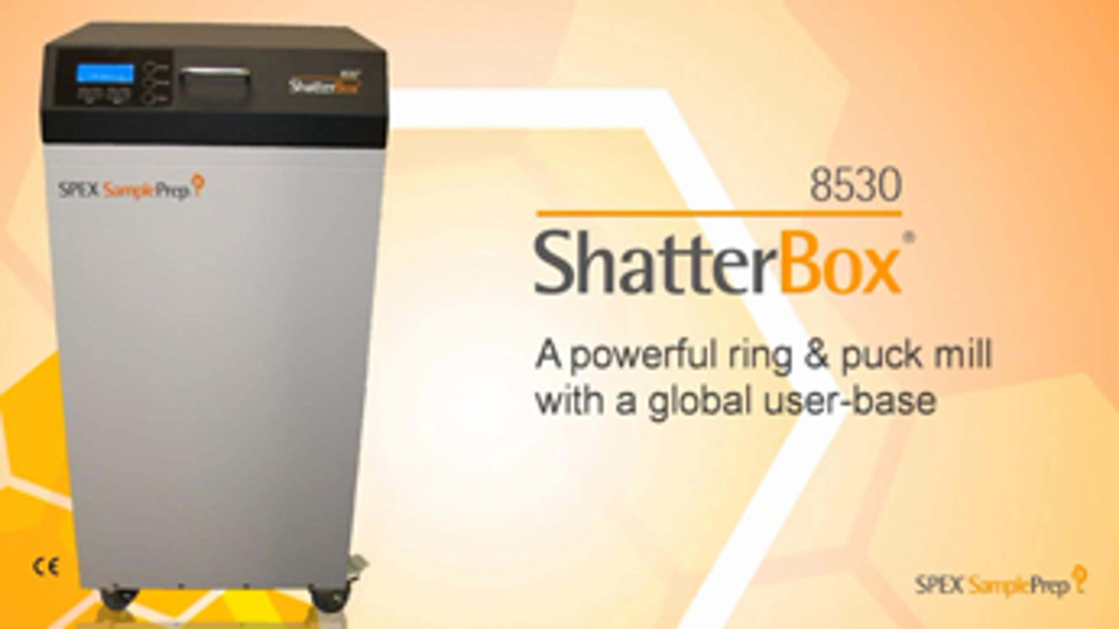 The 8530 Shatterbox® Grinds Tough, Brittle Samples in Minutes The 8530 Shatterbox® Grinds Tough, Brittle Samples in Minutes