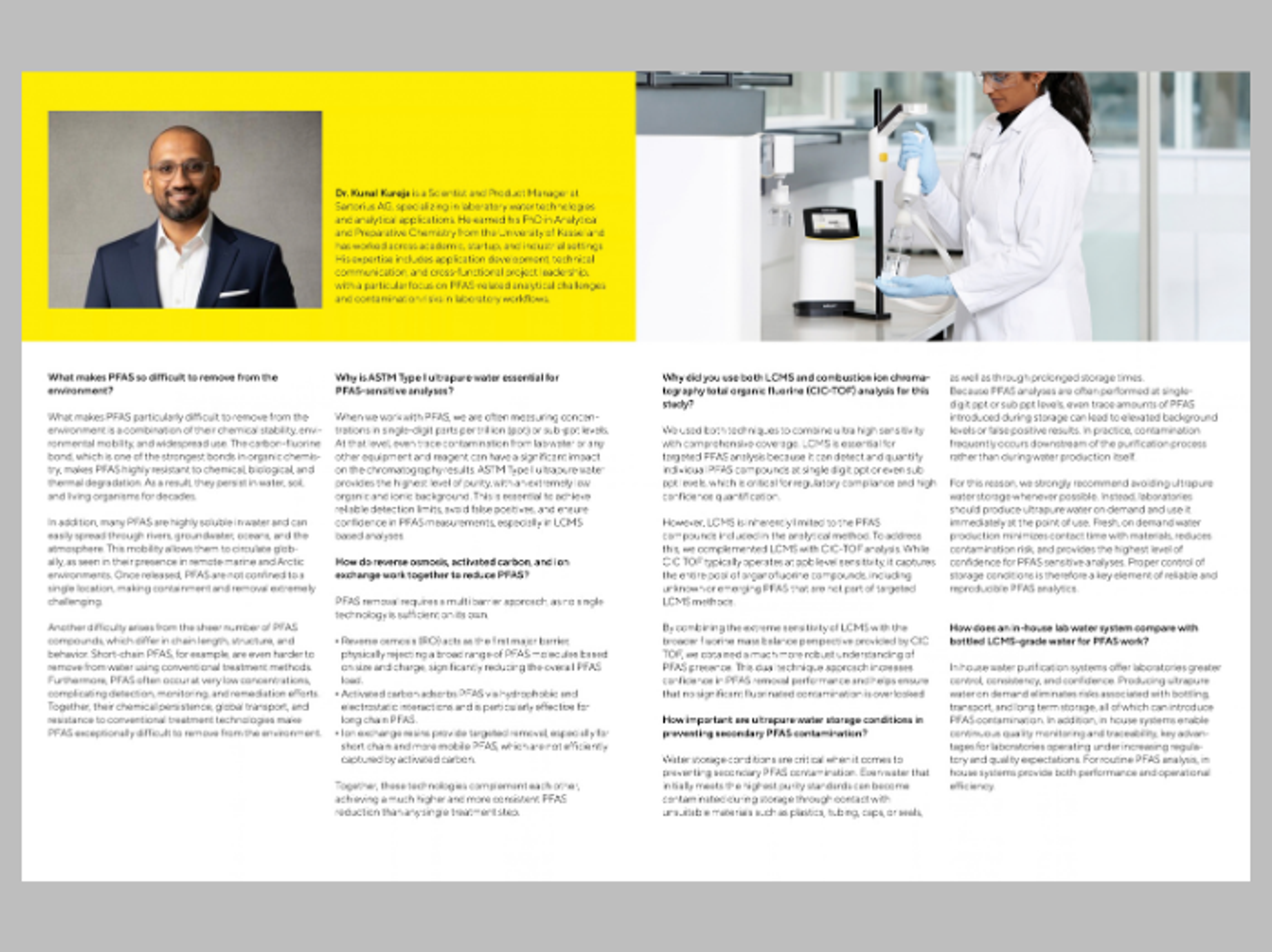 What laboratories need to know about PFAS and ultrapure water quality