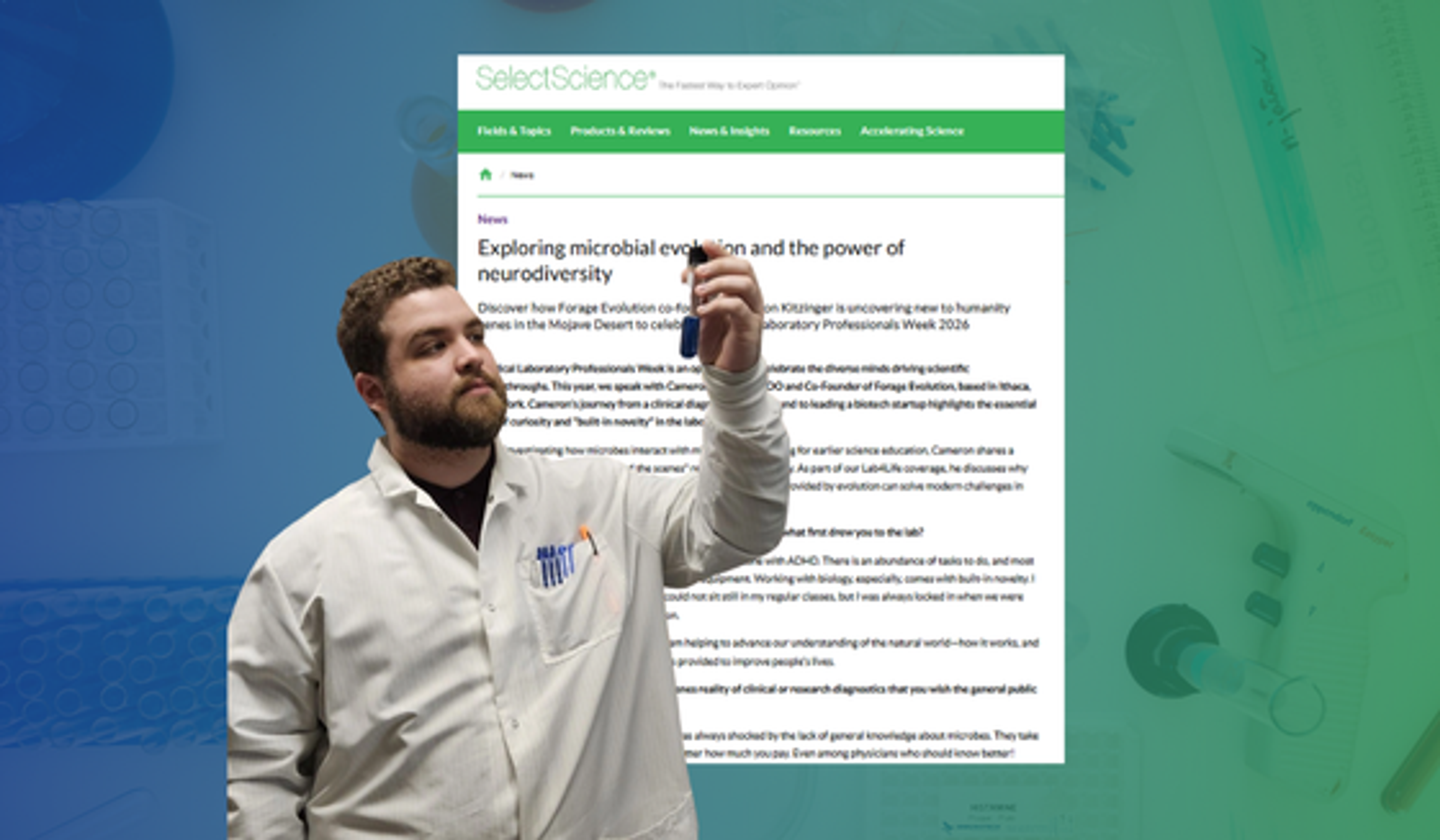 Cameron Kitzinger, Forage Evolution COO, discussing clinical diagnostics and microbiology.