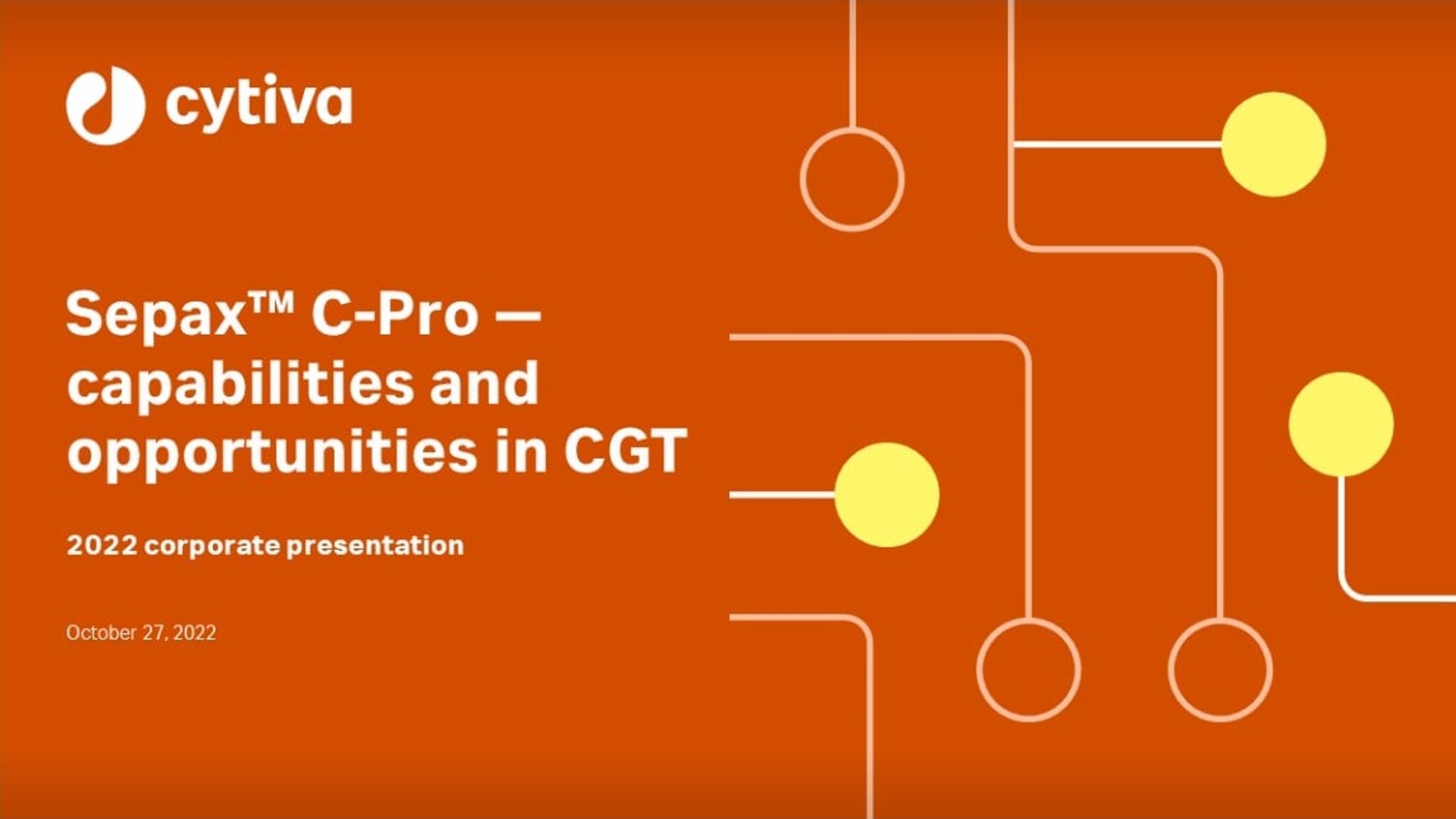 Optimize your cell therapy manufacturing workflow with the Sepax C-Pro system Optimize your cell therapy manufacturing workflow with the Sepax C-Pro system