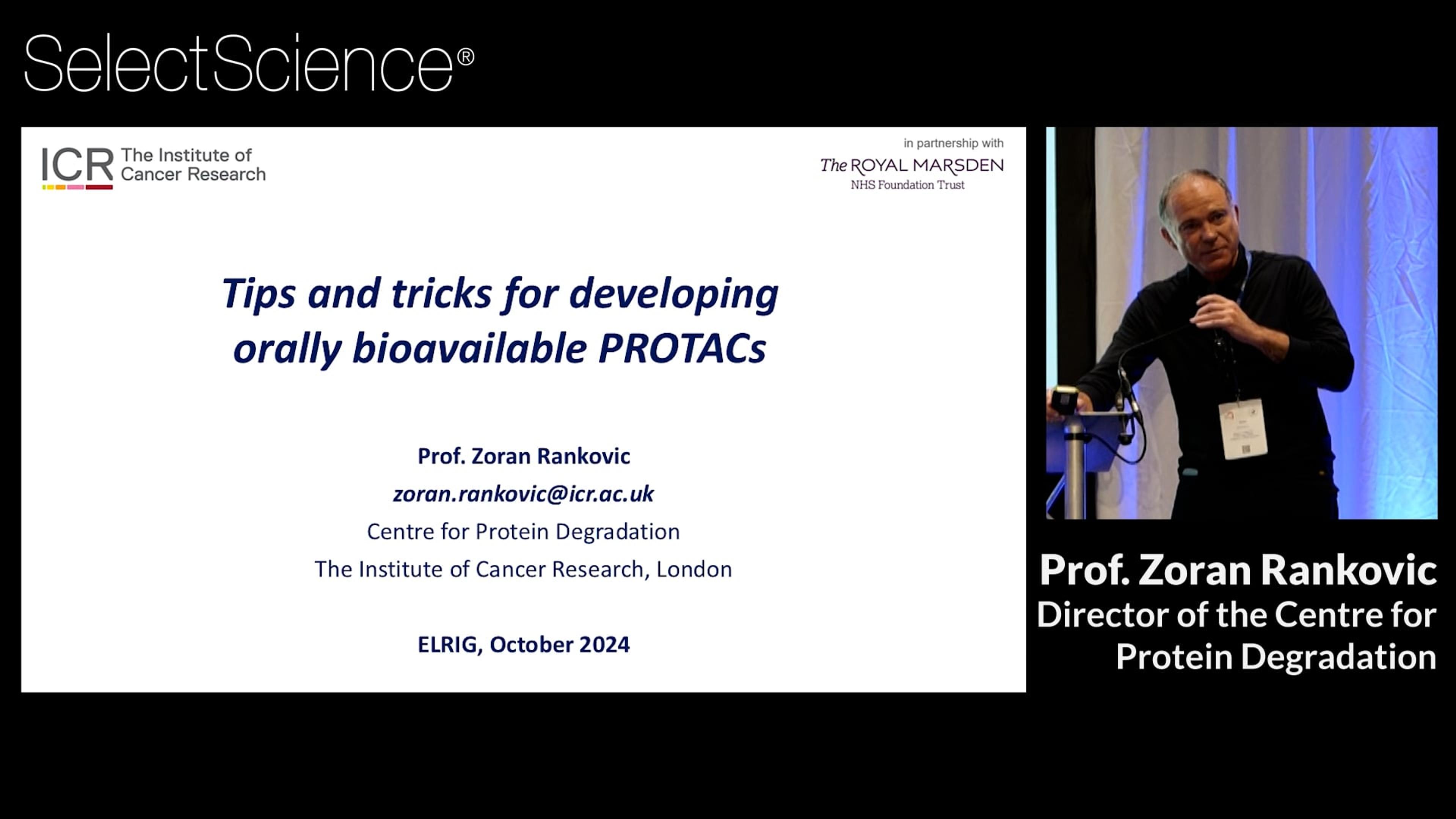 Prof. Zoran Rankovic, Director of the Centre for Protein Degradation, The Institute of Cancer Research