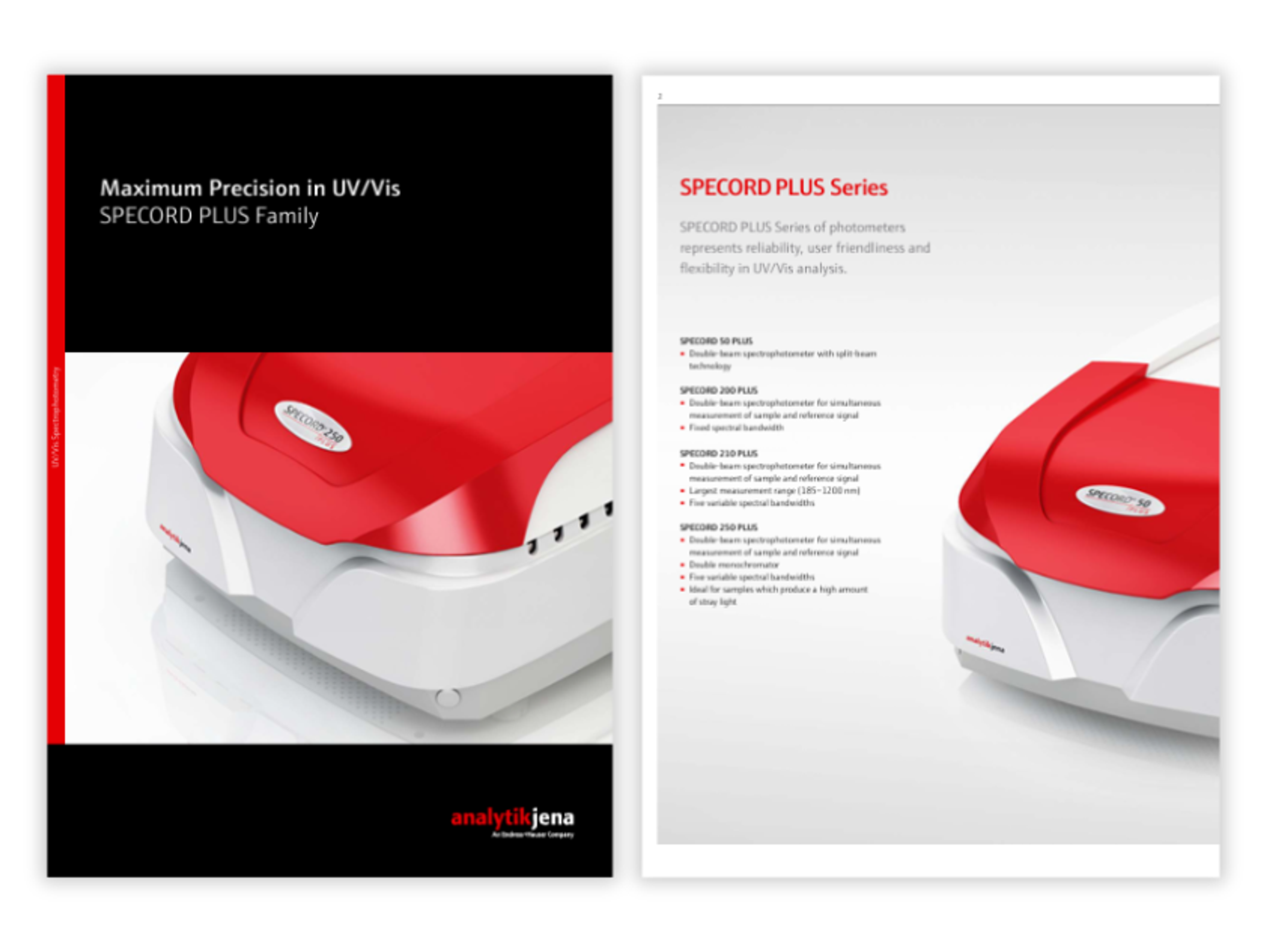 UV/Vis spectrophotometers featuring double-beam optics