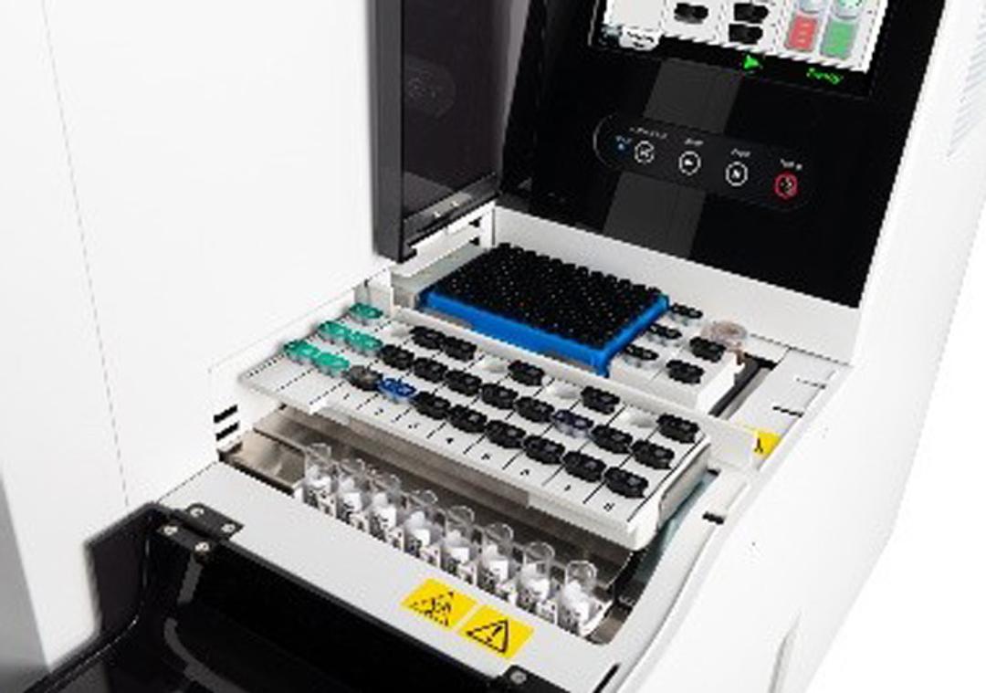 Consumables,  reagents and samples on the top