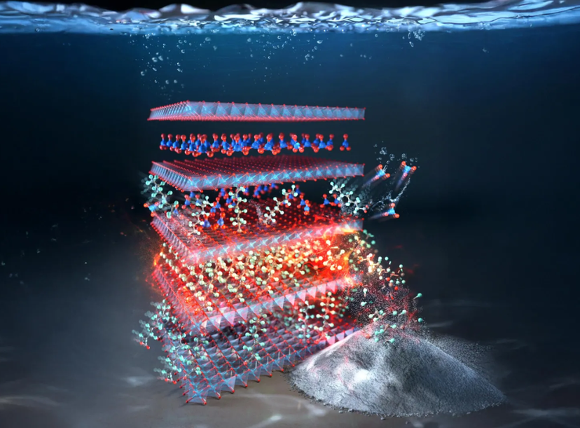 Double hydroxide material made from copper and aluminum