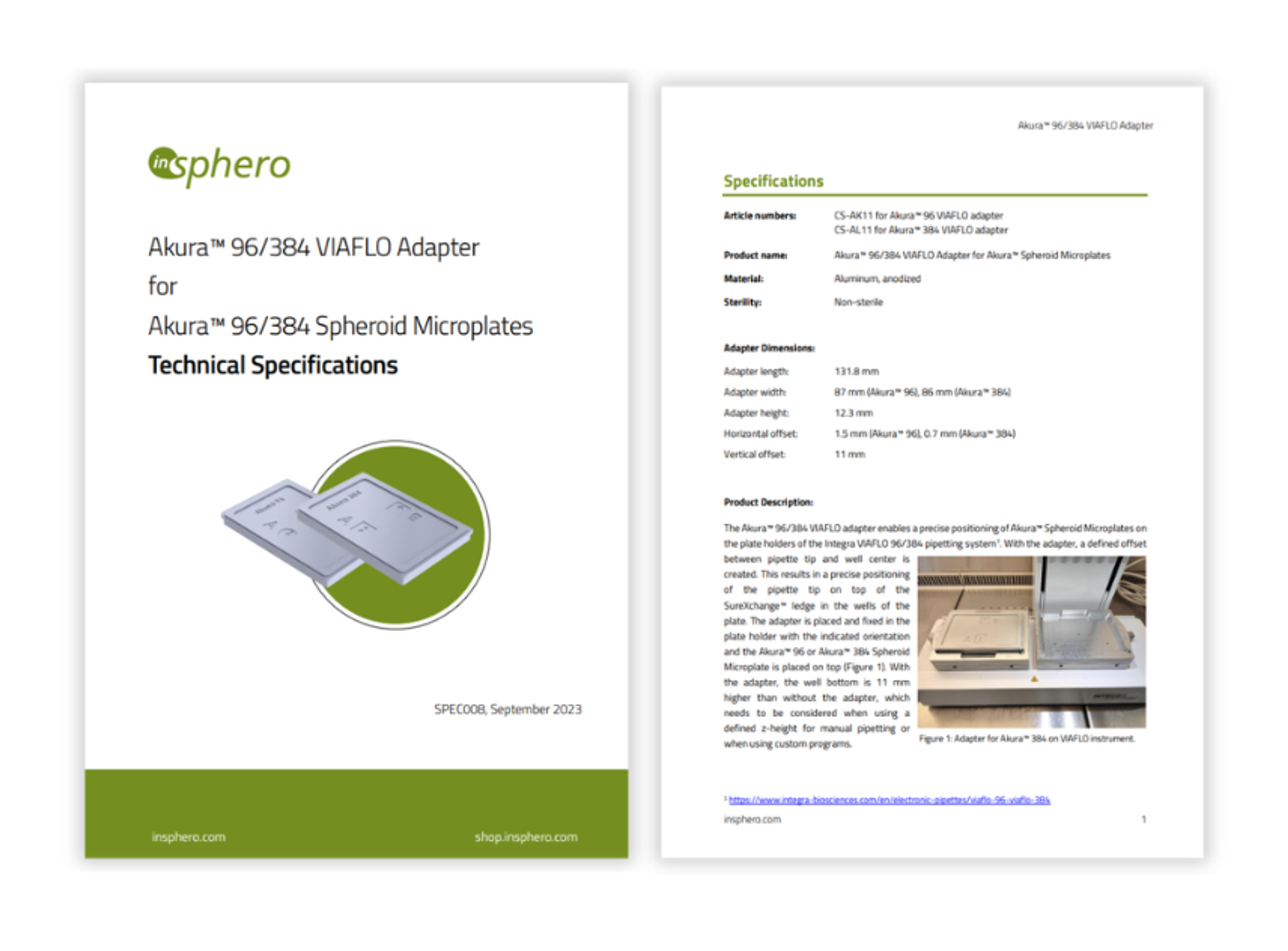 Technical specifications highlight accurate tip positioning for reproducible spheroid handling