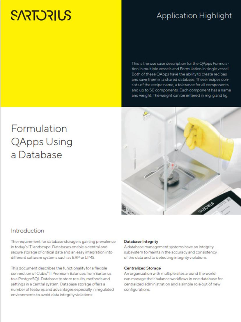 Formulation QApps Using a Database