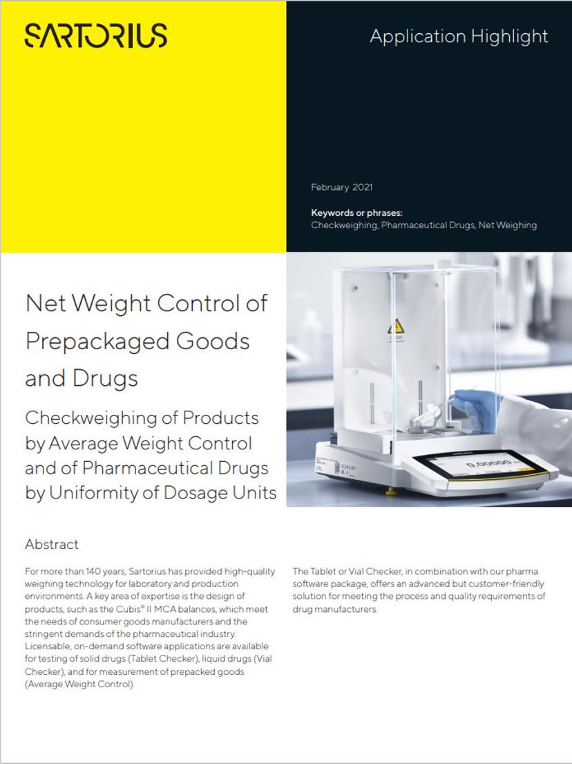 Net Weight Control of  Prepackaged Goods and Drugs