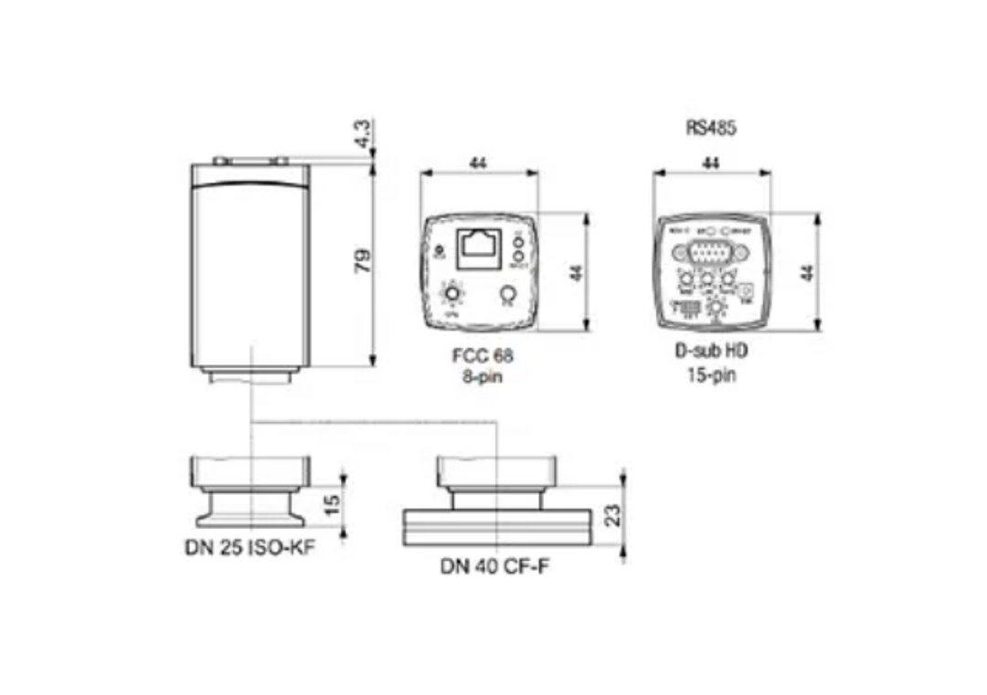 FRG-705/707 full range pirani inverted magnetron gauge outline drawing