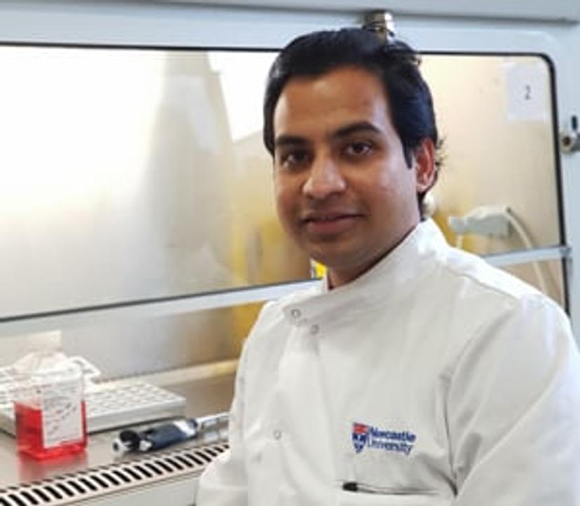 Dr. Santu Saha at work in his lab at Newcastle University 