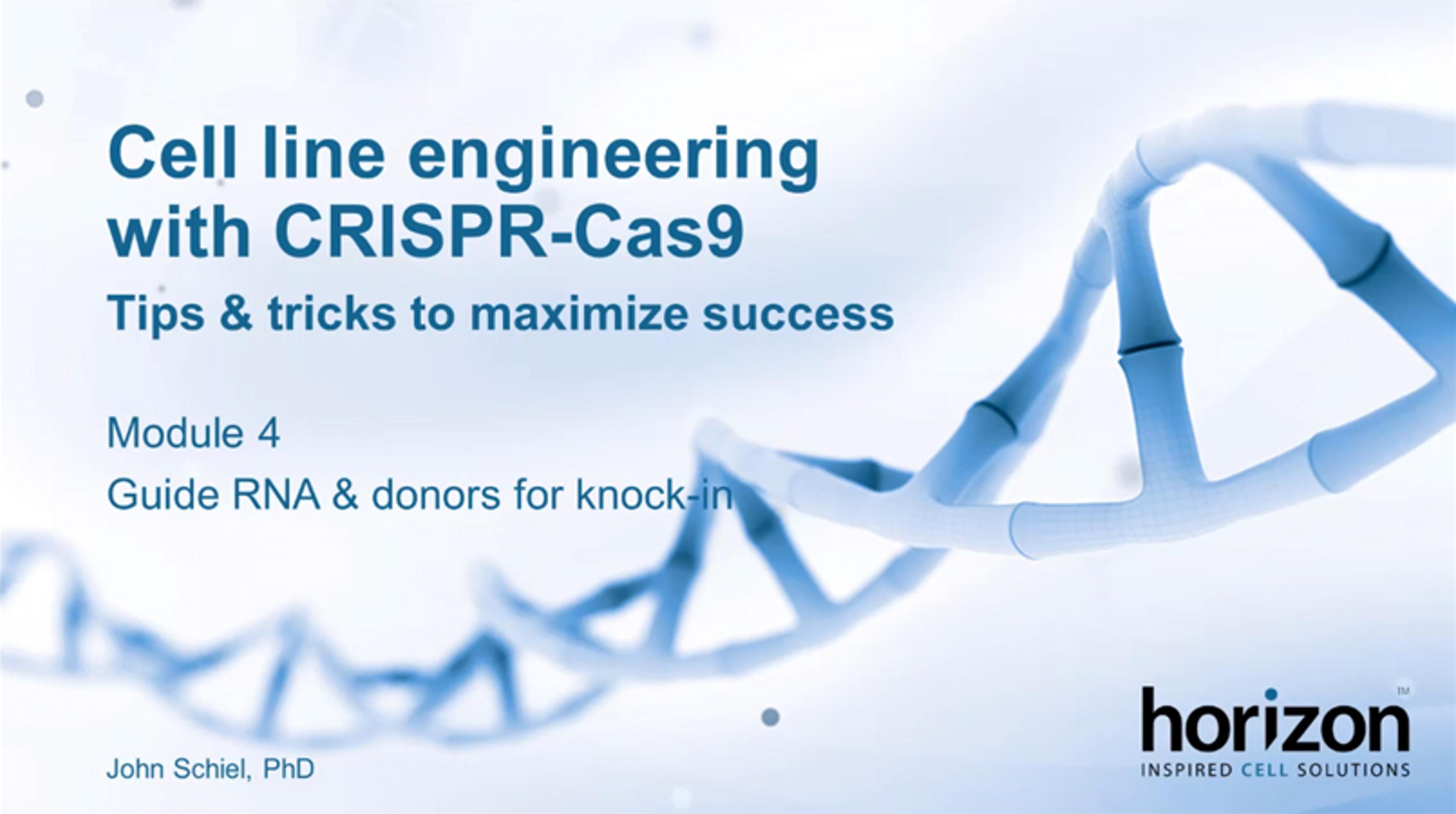 Cell line engineering with CRISPR-Cas9: Guide RNA & donors for knock-in Cell line engineering with CRISPR-Cas9: Guide RNA & donors for knock-in