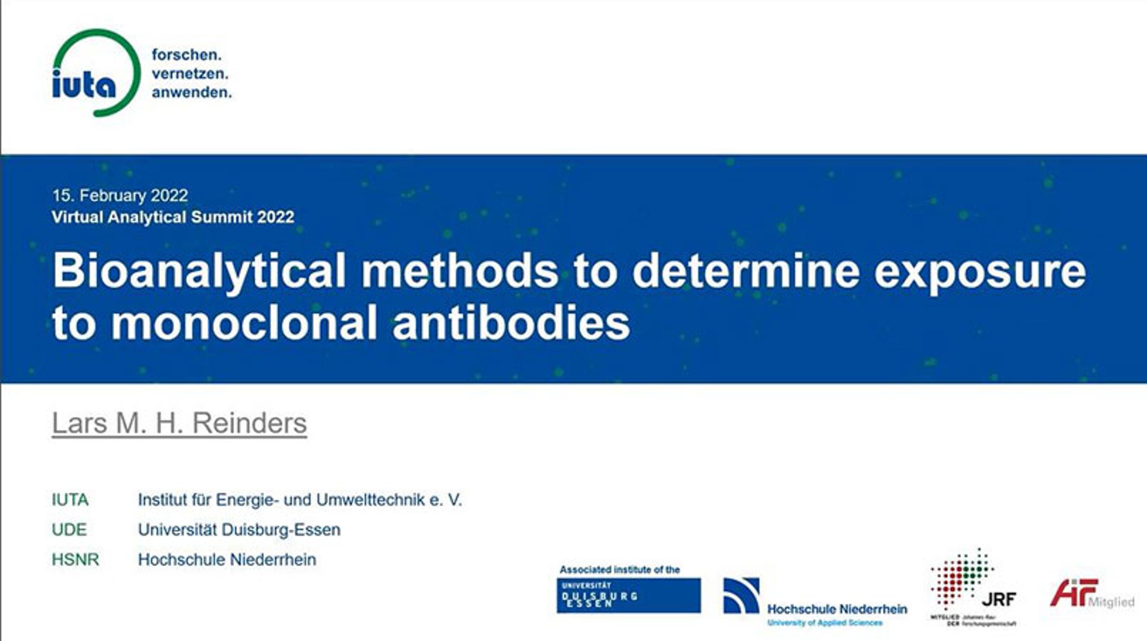 Bioanalytical methods to determine exposure to monoclonal antibodies Bioanalytical methods to determine exposure to monoclonal antibodies