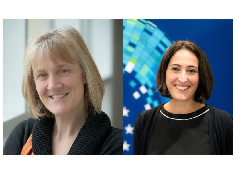 Prof. Elizabeth Meiering, President, The Protein Society, and Professor at University of Waterloo, left, and Melanie Leveridge, Chair, ELRIG UK, and Vice President Discovery Biology, AstraZeneca, right