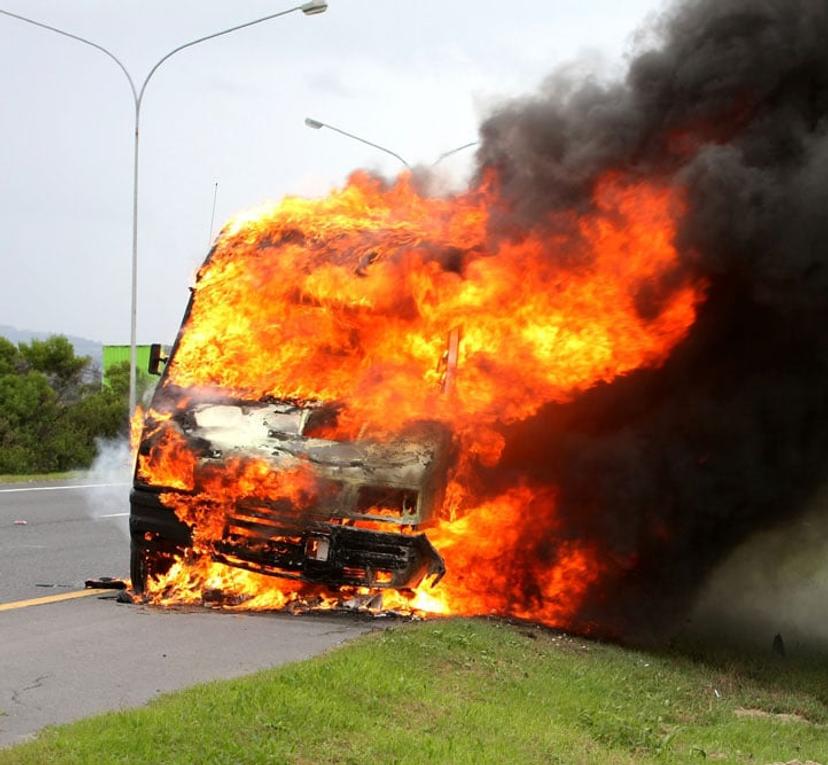 Image of car on fire