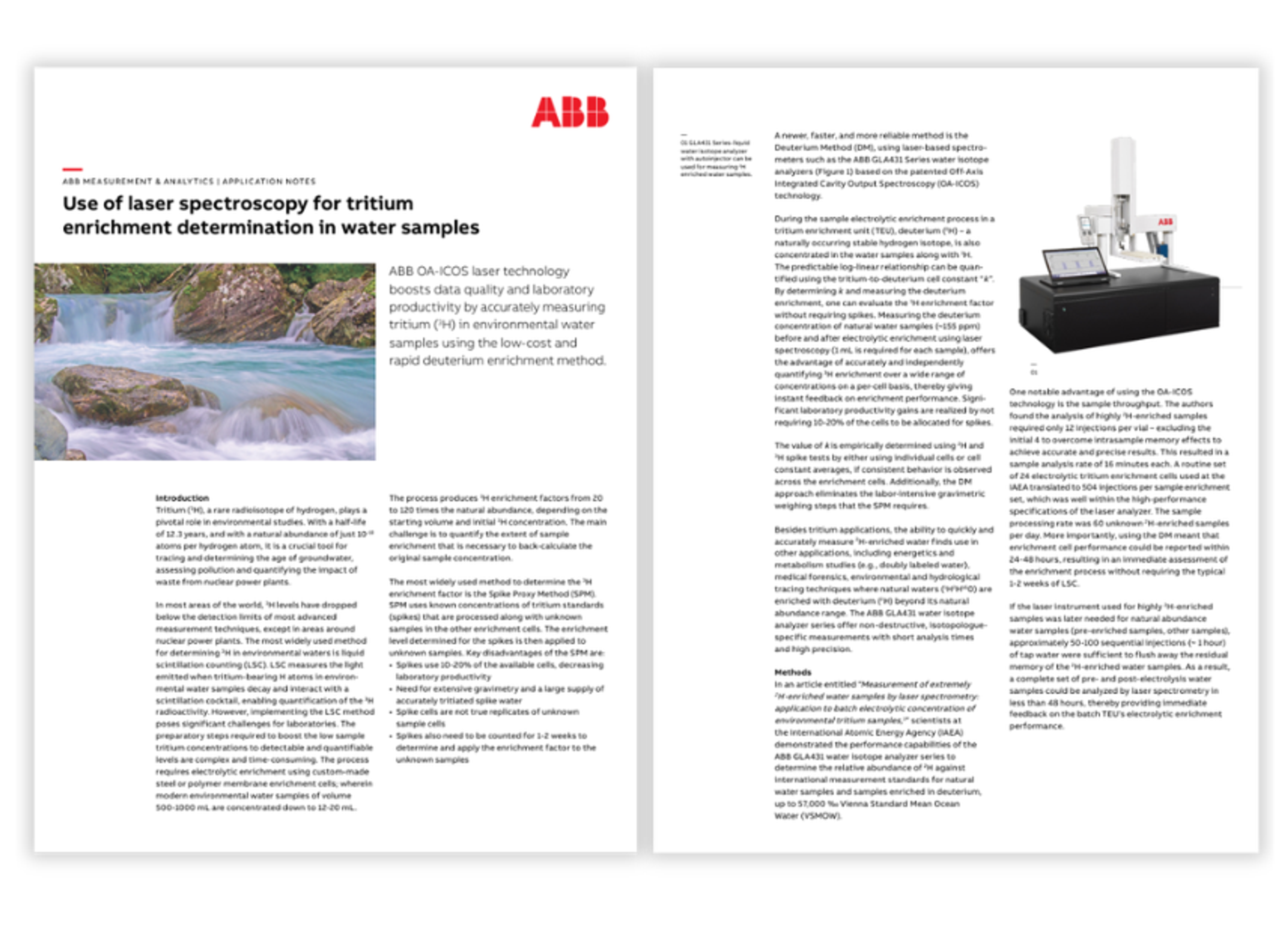 ABB GLA431 OA-ICOS water isotope analyzer measures deuterium-enriched water