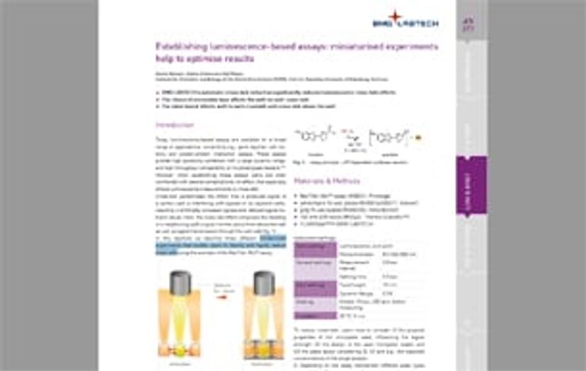 Preview of front page of app note on miniaturized luminescence-based assays