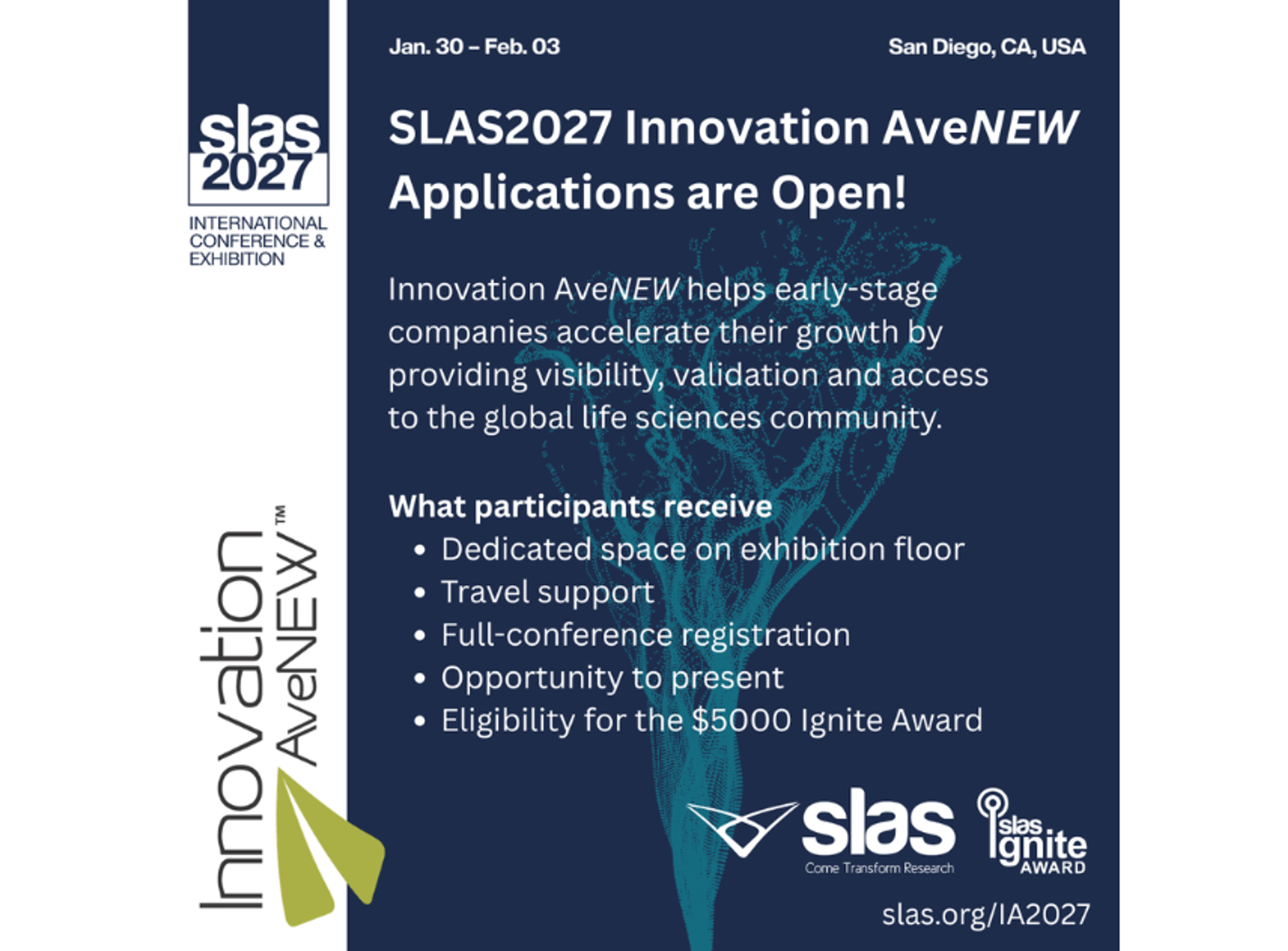 Start-up companies presenting technologies at scientific conference exhibition