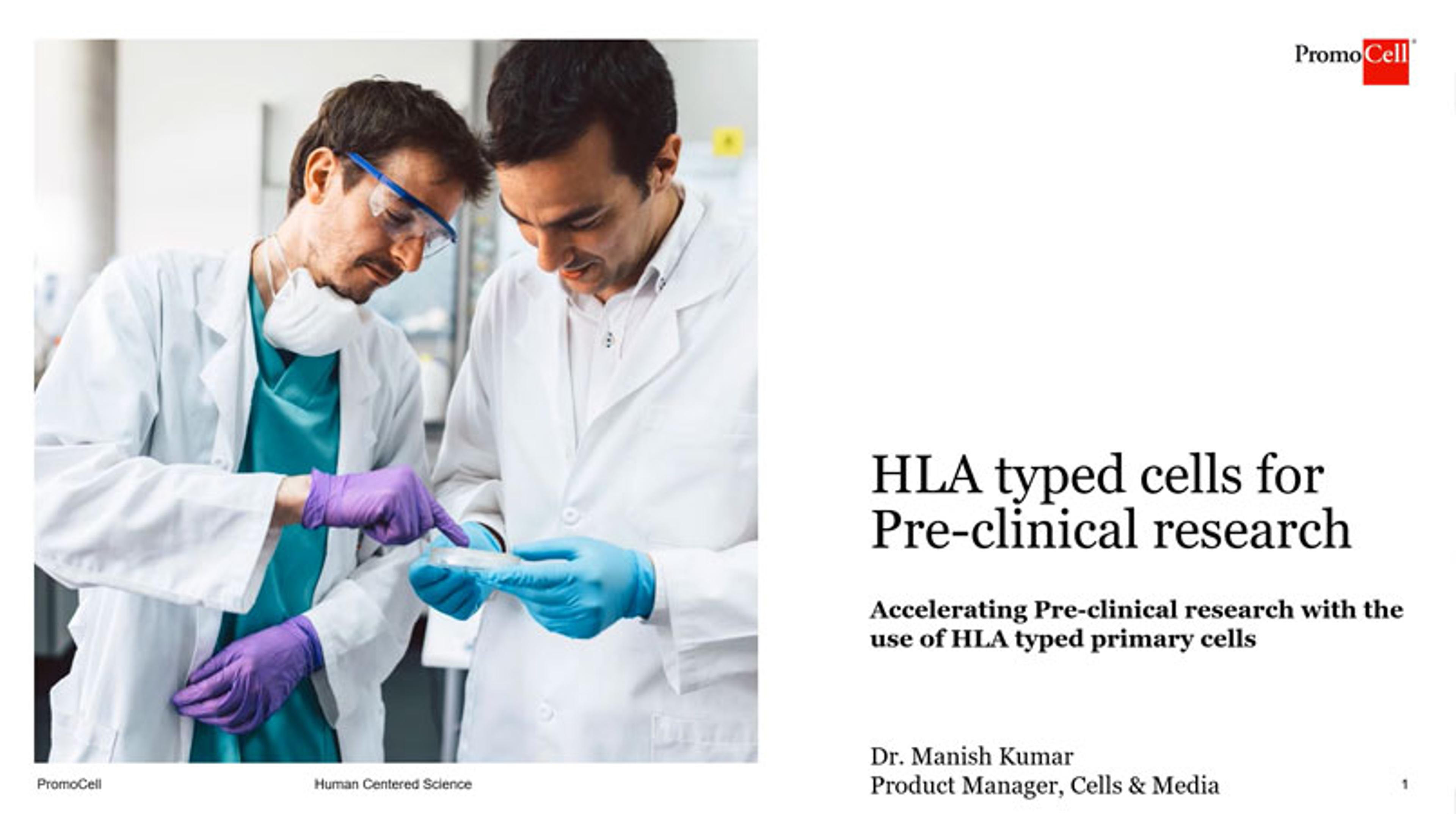 HLA typed cells for pre-clinical research HLA typed cells for pre-clinical research