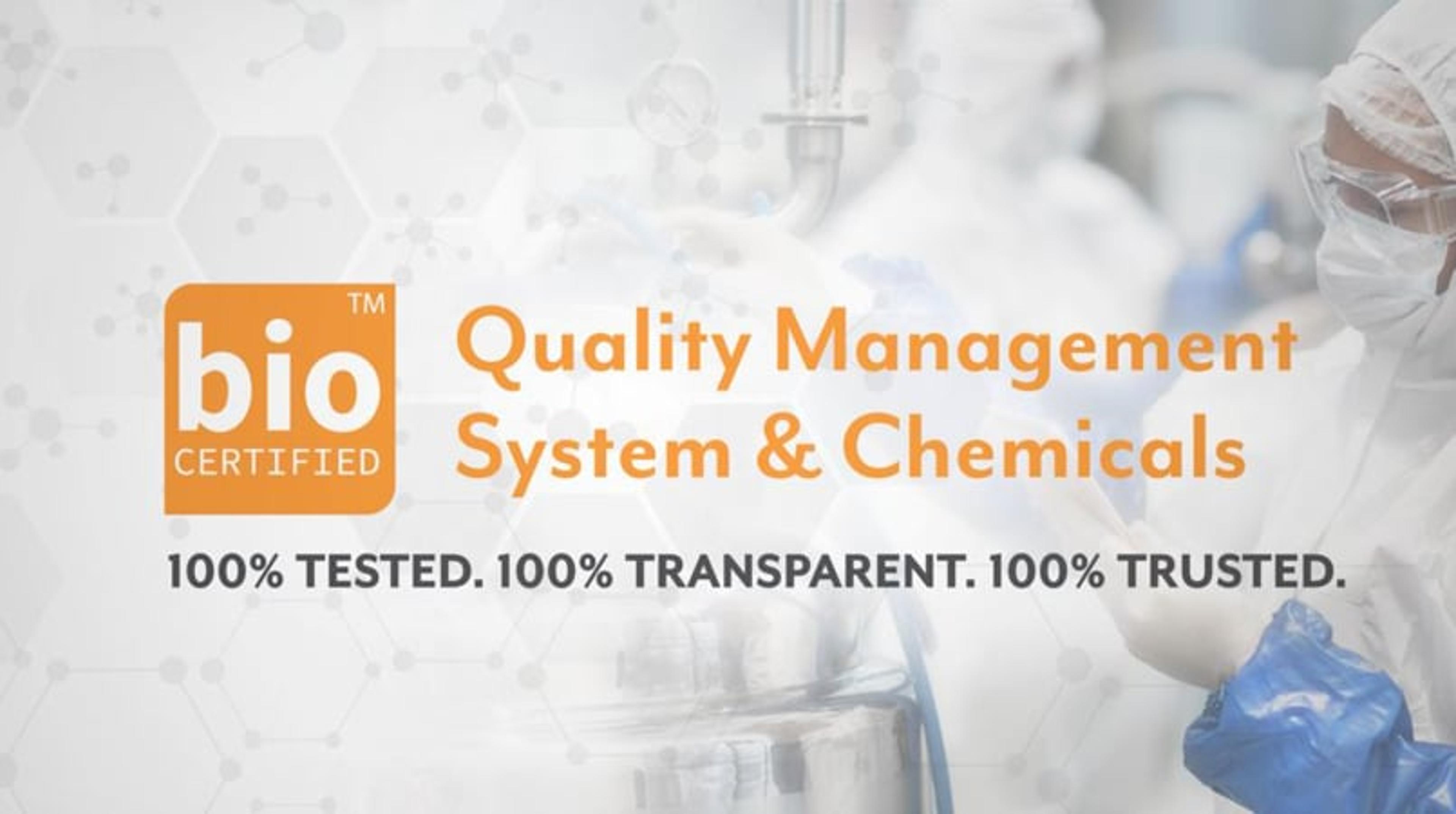 Discover Spectrum Chemicals' bioCERTIFIED Quality Management System and chemicals Discover Spectrum Chemicals' bioCERTIFIED Quality Management System and chemicals