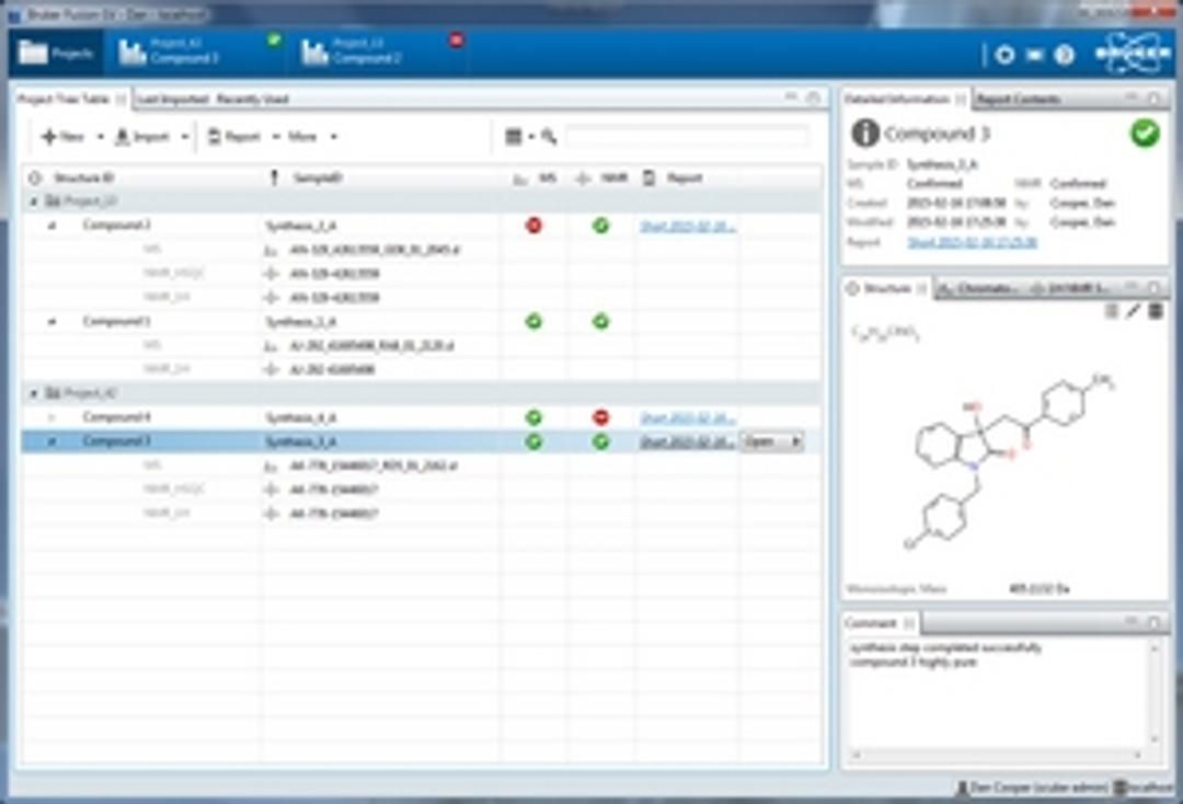 Bruker FUSION-SV user interface: The Result Overview