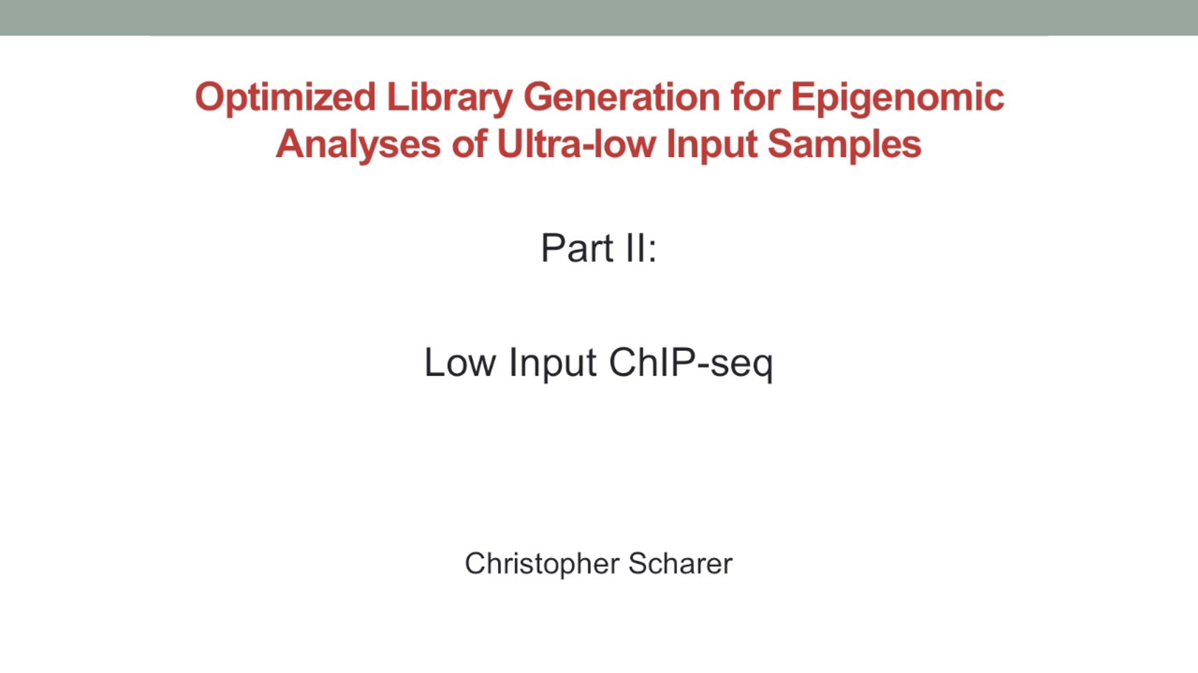 Low Input ChIP-seq at Emory University Low Input ChIP-seq at Emory University