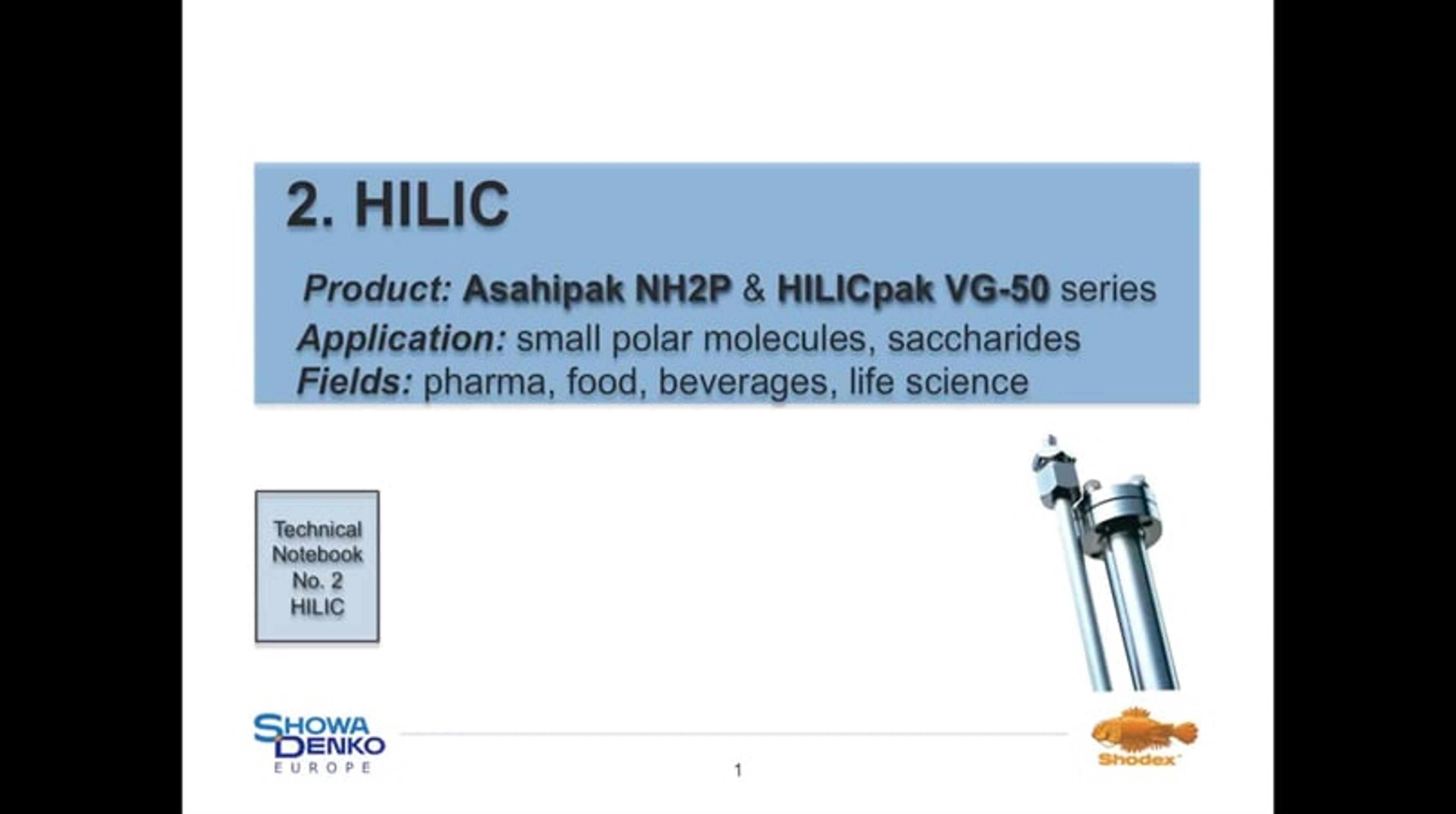 HILIC Separation Tutorial Using Shodex Polymeric HPLC Columns HILIC Separation Tutorial Using Shodex Polymeric HPLC Columns
