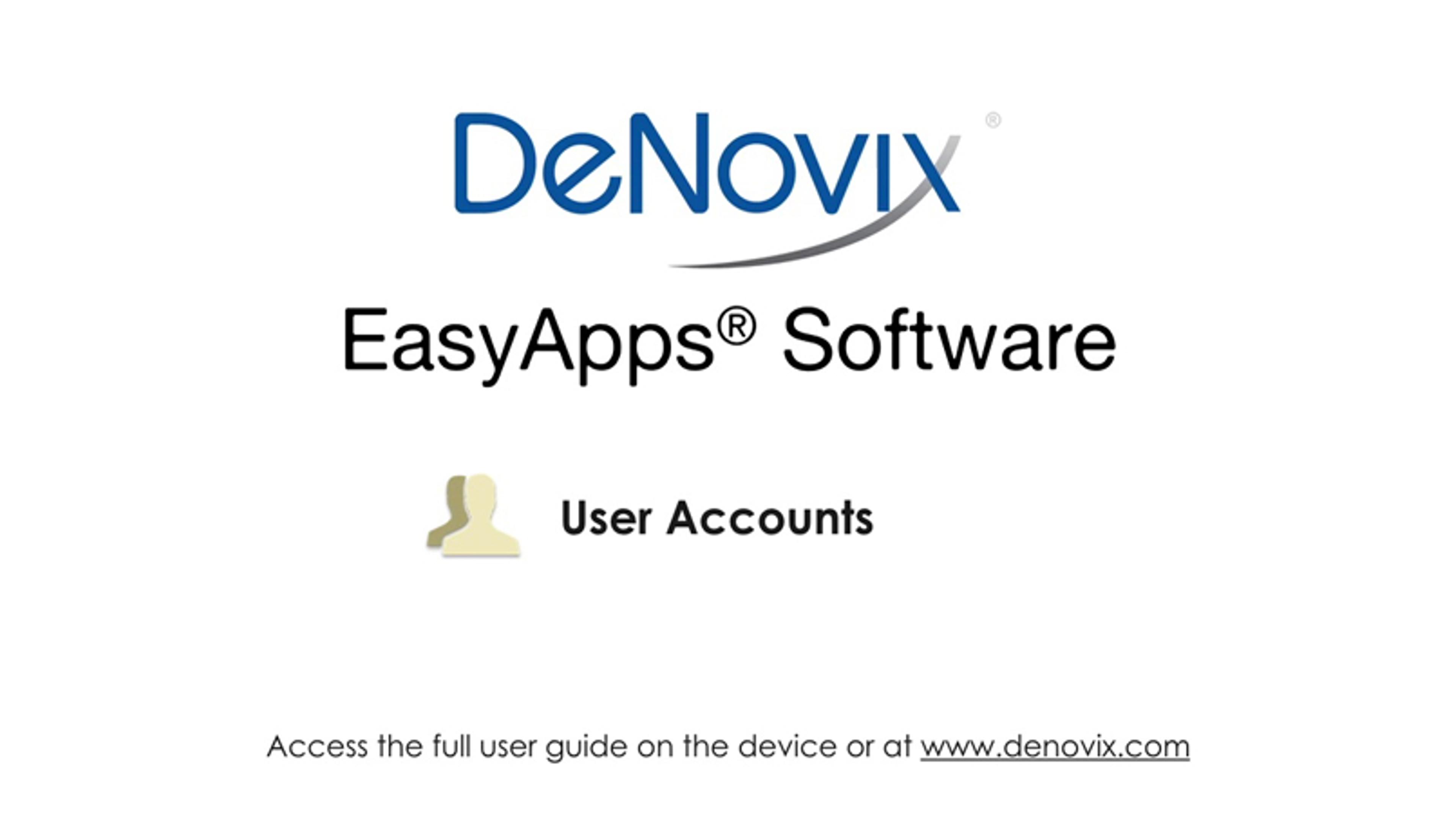 DeNovix EasyApps User Accounts DeNovix EasyApps User Accounts