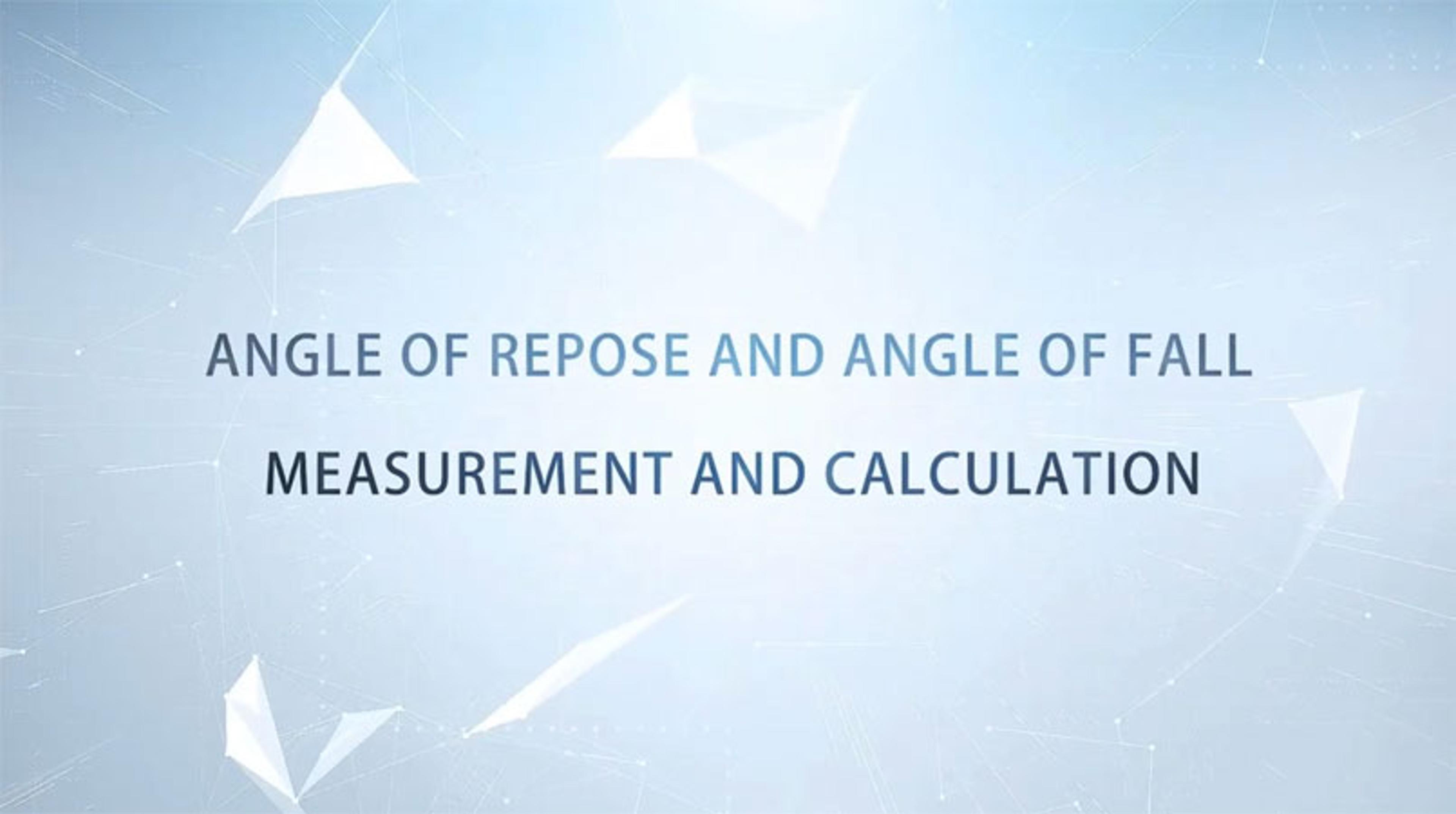 Angle of repose, angle of fall and angle of difference testing of powder materials with PowderPro A1 Angle of repose, angle of fall and angle of difference testing of powder materials with PowderPro A1