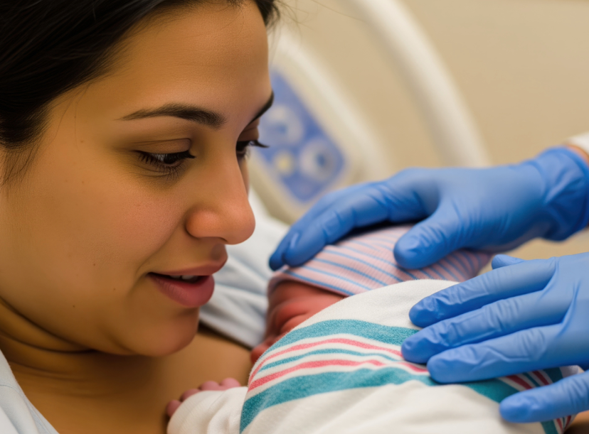 mother and baby in hospital