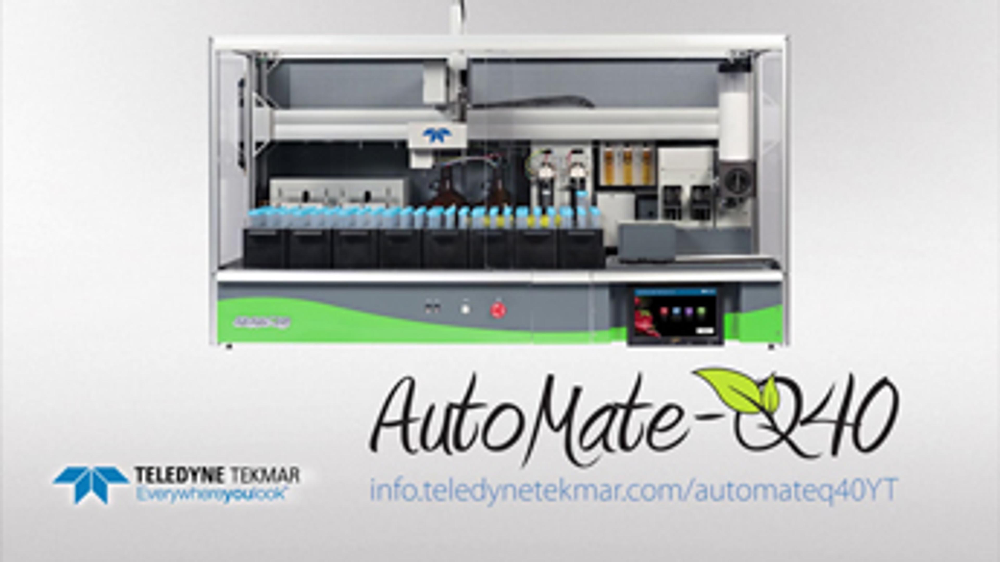 Automated QuEChERS Sample Preparation with the AutoMate-Q40 from Teledyne Tekmar Automated QuEChERS Sample Preparation with the AutoMate-Q40 from Teledyne Tekmar