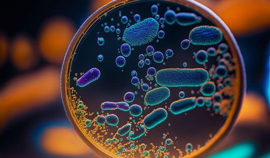 Bacterial cells in a petri dish representing antimicrobial resistance testing