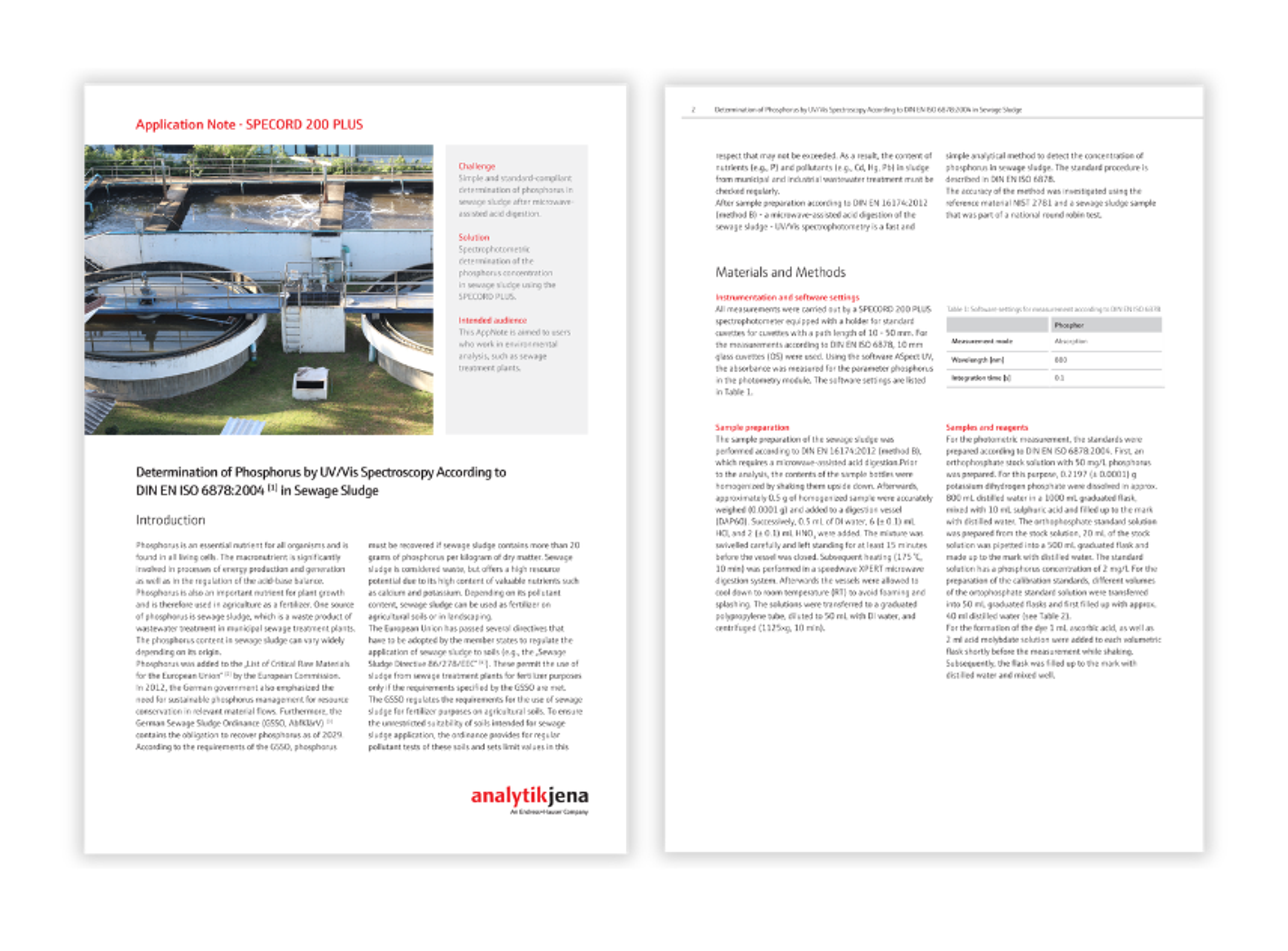 UV-Vis spectrophotometer for phosphorus analysis in sewage sludge samples