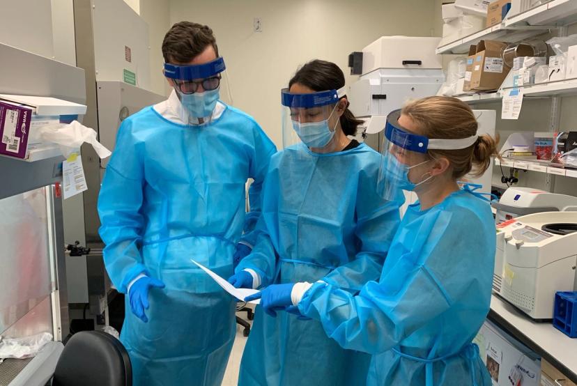 Gordon Adams, Melissa Rudy, and Kat DeRuff - three of the research associates who are part of the COVID-19 sequencing project