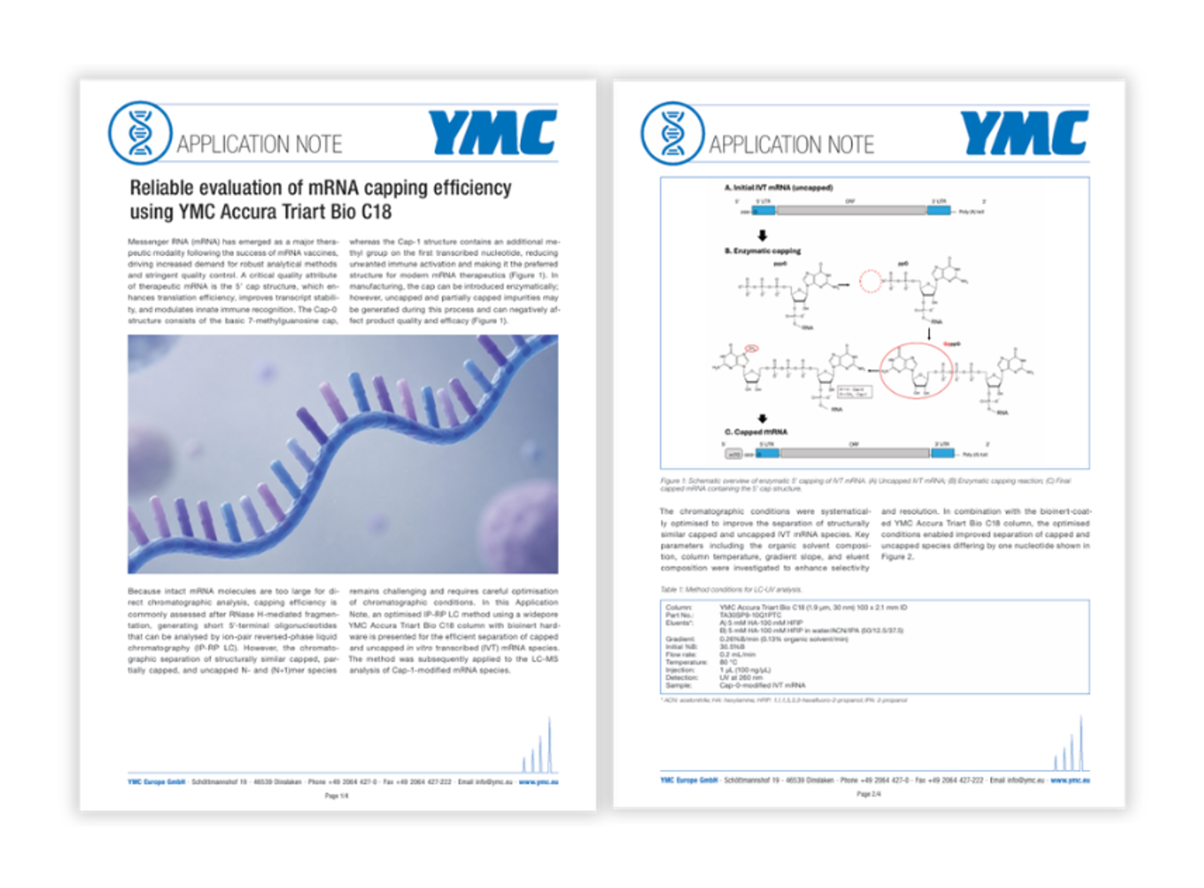 Application note showing LC-MS analysis of mRNA capping efficiency and impurity separation