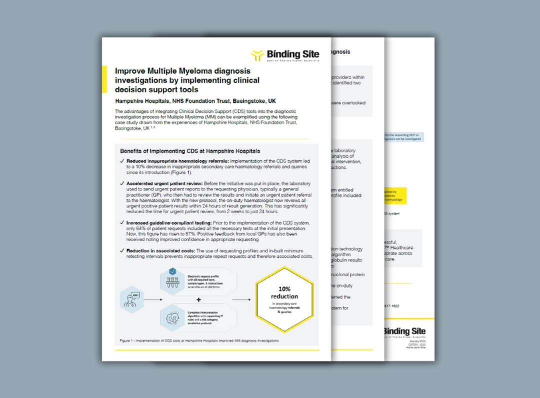 Binding Site Case study at Hampshire Hospitals, NHS Foundation Trust, Basingstoke, UK