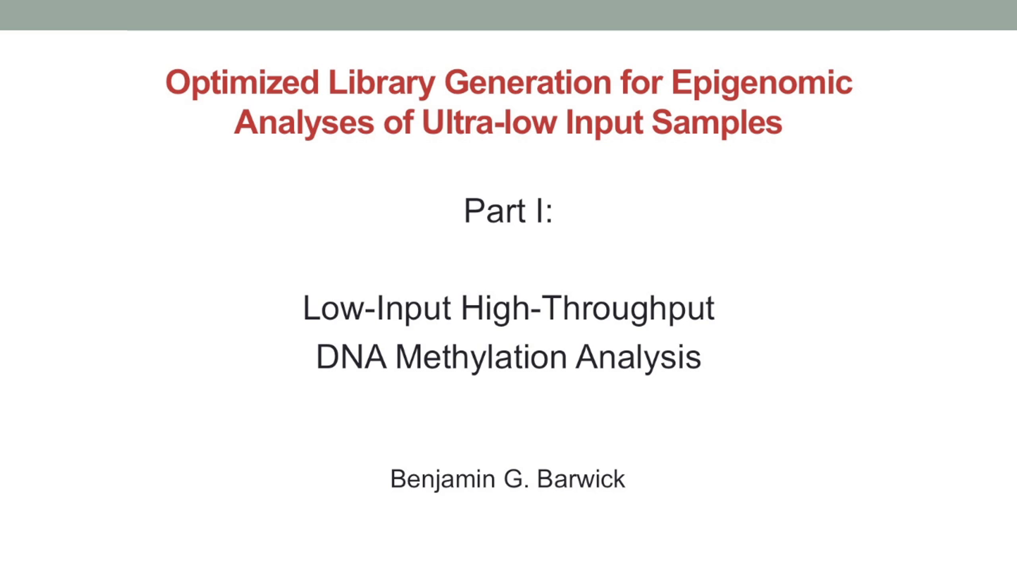 Low-Input DNA Methylation Analysis at Emory University Low-Input DNA Methylation Analysis at Emory University